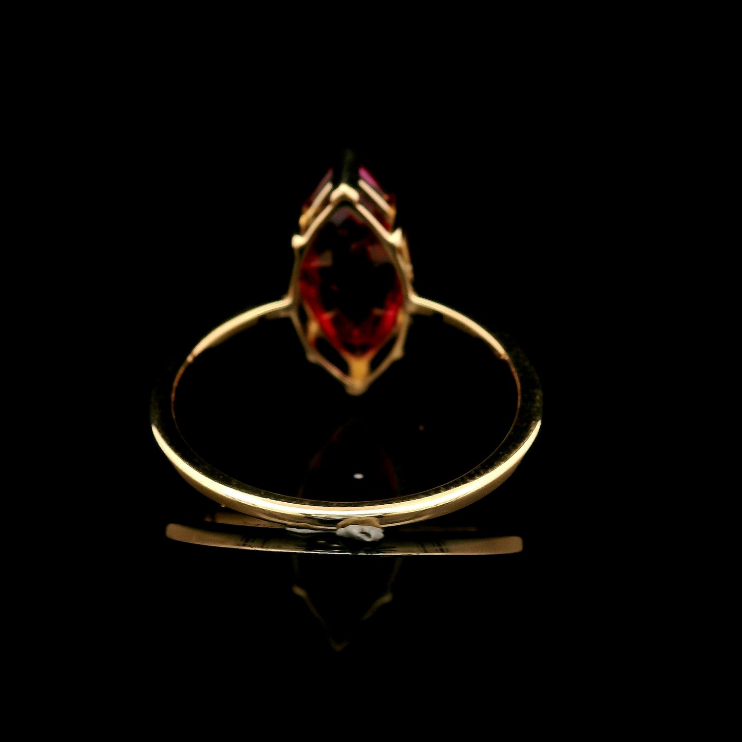 3.59 Ct Marquise Mixed Cut Lab Grown Ruby 14K Gold Ring