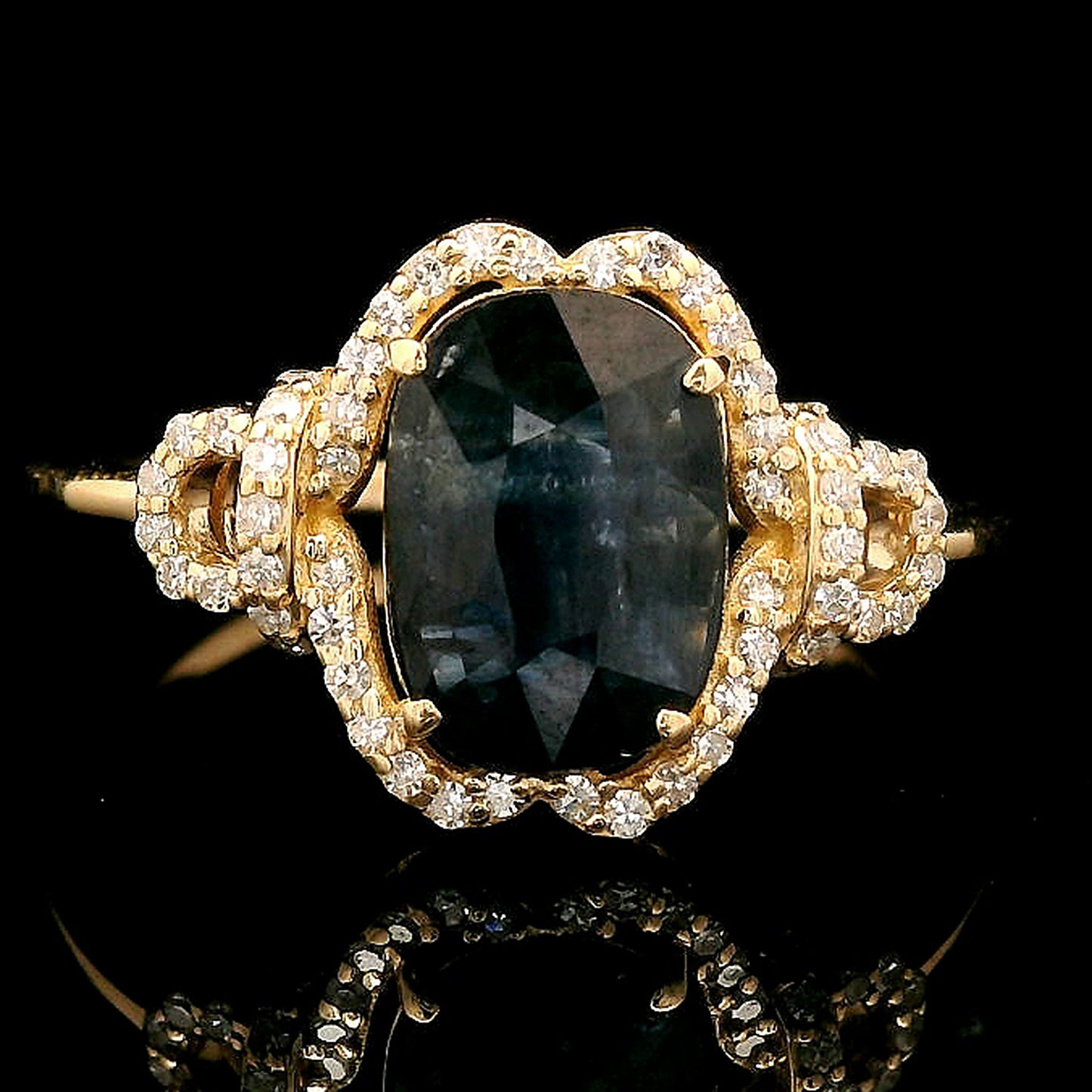 1.34 Ct Cushion Mixed Cut Natural Sapphire 14K Gold Ring