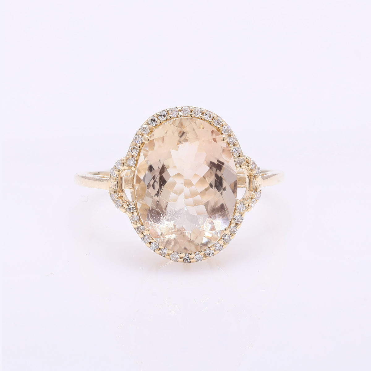 3.77 Ct Oval Mixed Cut Natural Plagioclase Feldspar Sunstone 14K Gold Ring