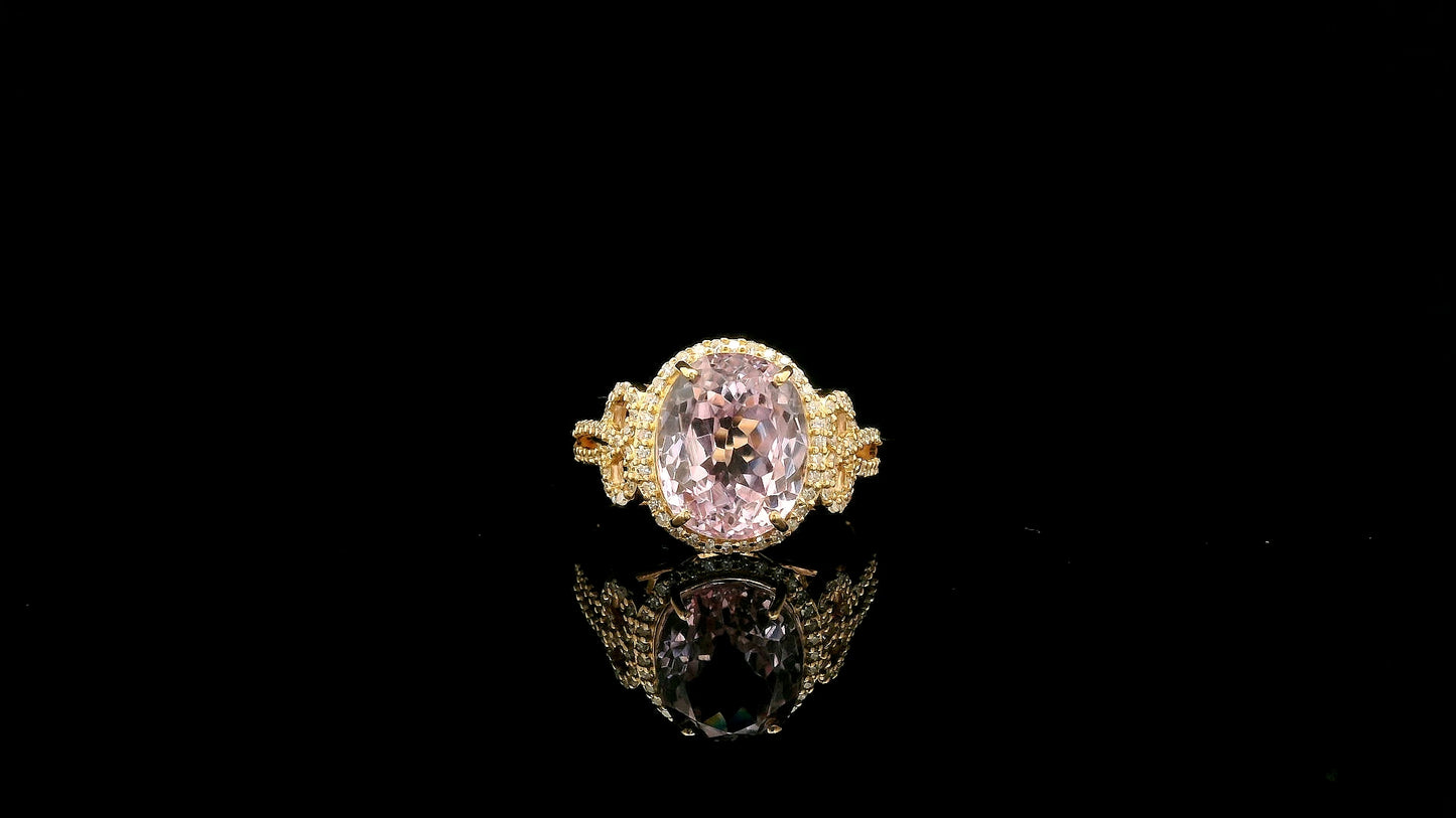 5.29 Ct Oval Kunzite 14K Gold Ring