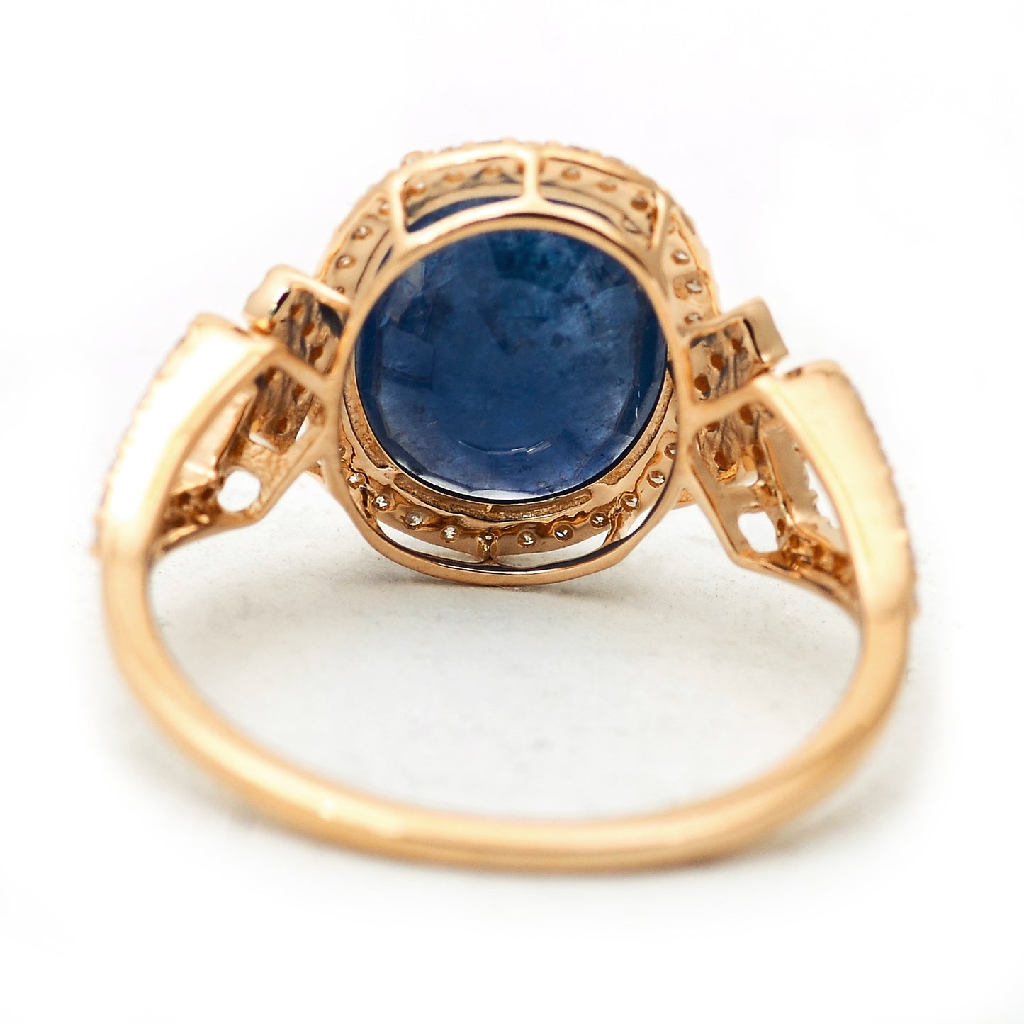 3.49 Ct Oval Mixed Cut Natural Sapphire 14K Gold Ring