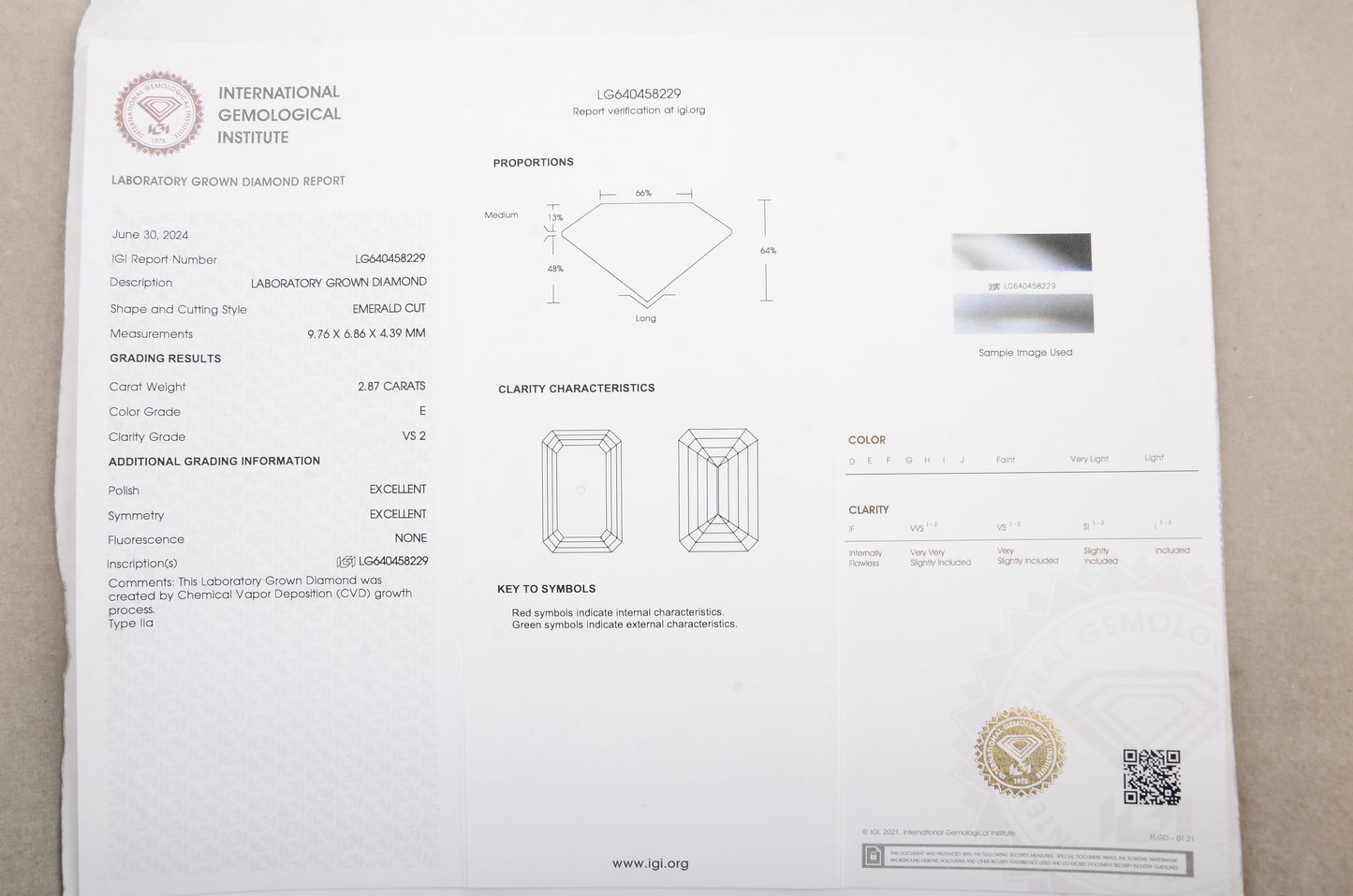 2.99 Carats Lab Grown Diamond 14K Gold Ring