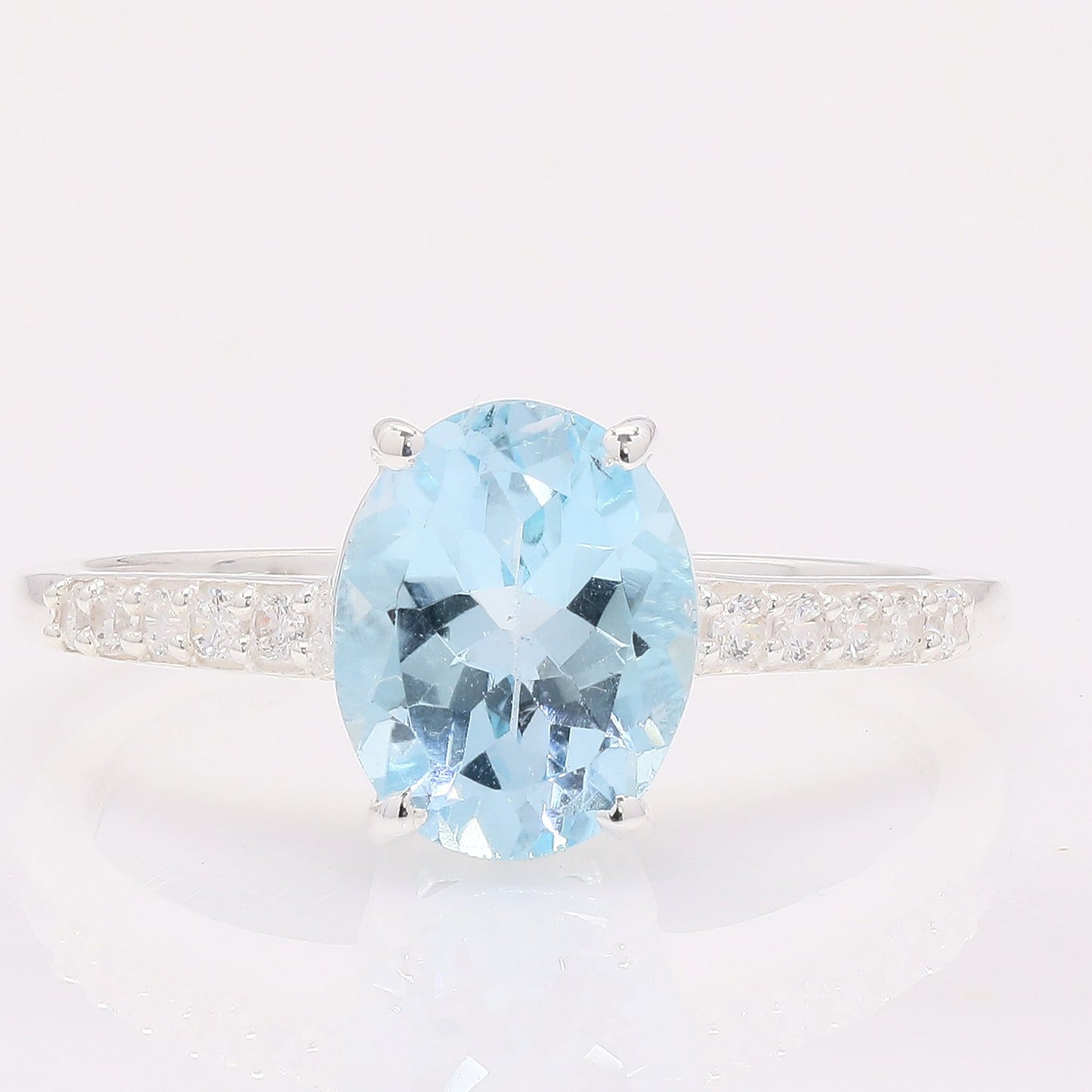 3.31 Ct Oval Blue Topaz 925 Silver Ring
