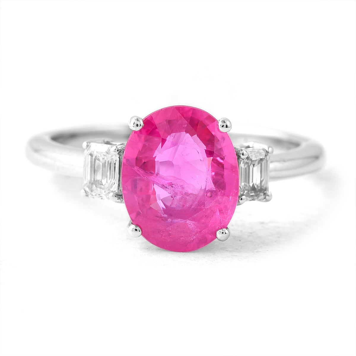 2.89 Ct Oval Pink Sapphire 950 Platinum Ring
