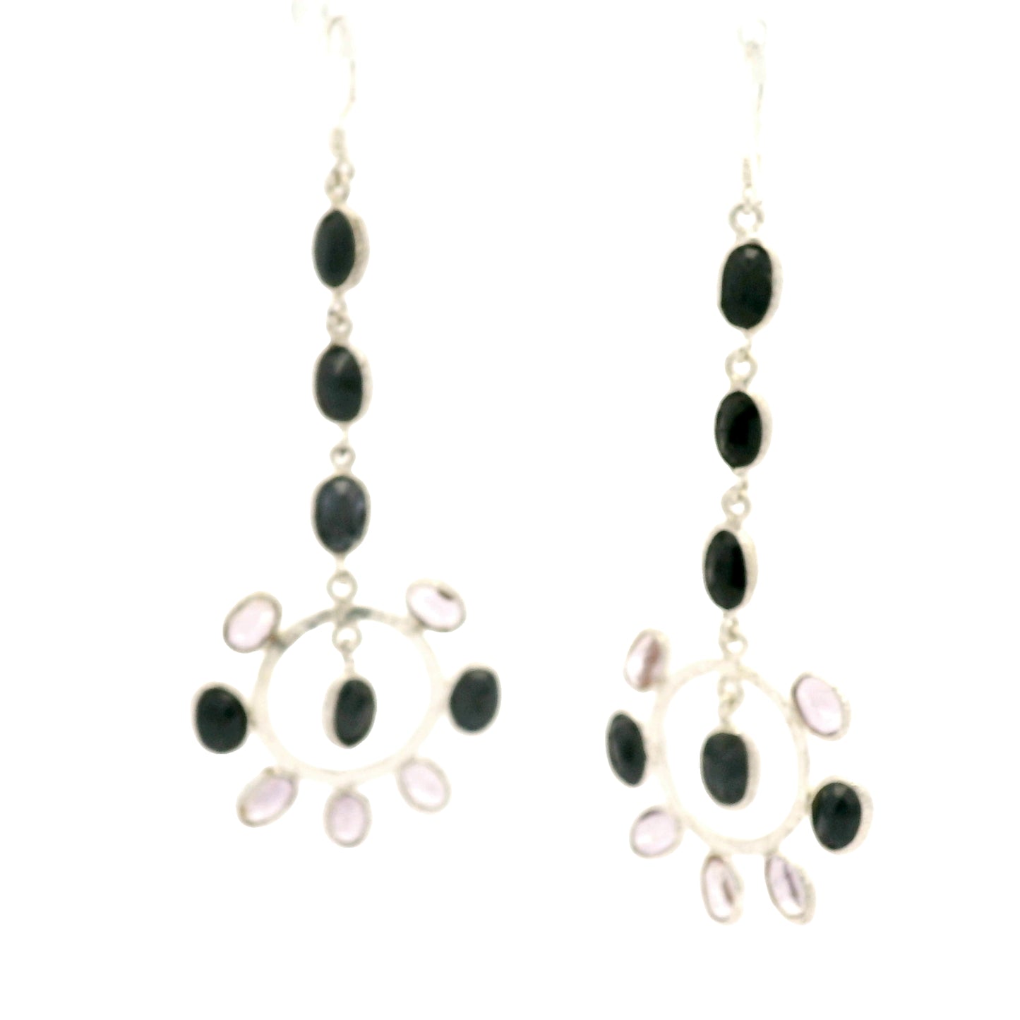 18.43 Ct Sapphire, Amethyst 925 Sterling Silver Earrings