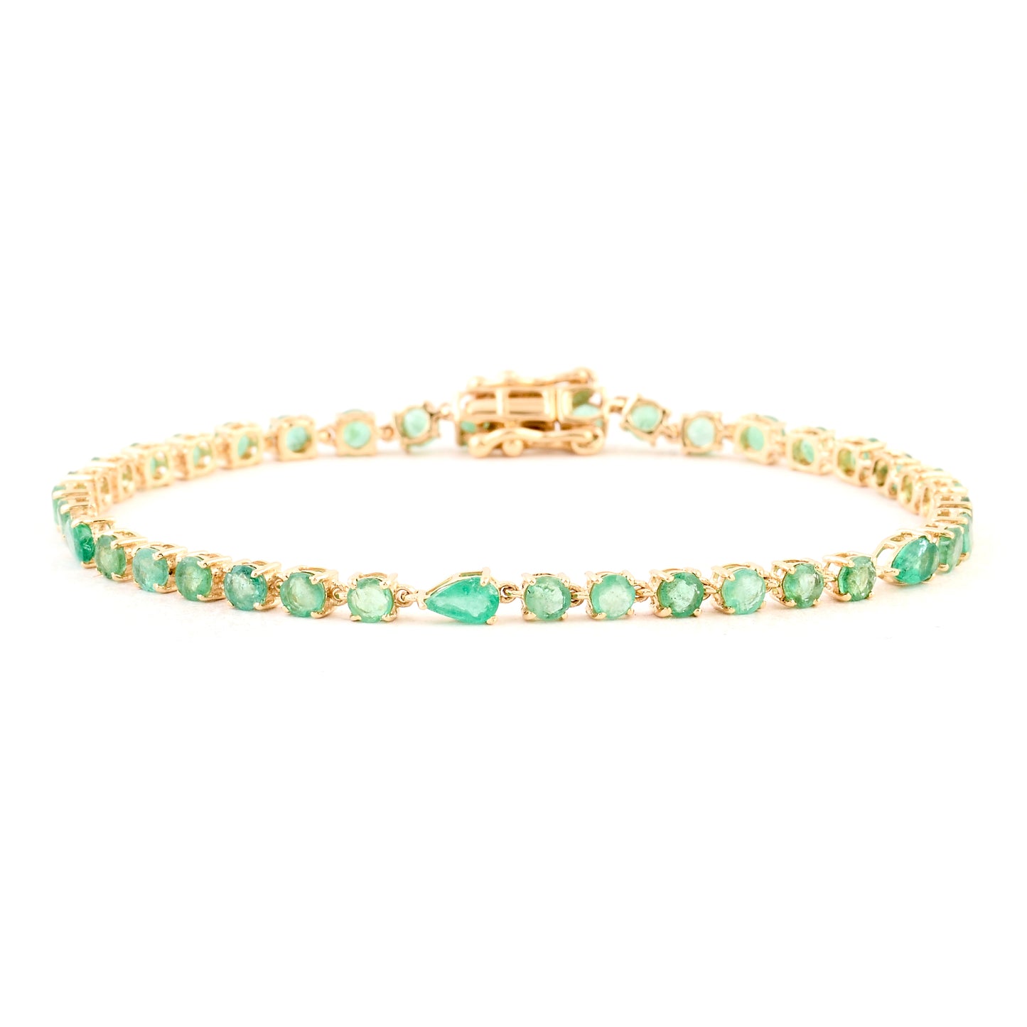 5.68 Ct Pear Emerald 14K Gold Braclet