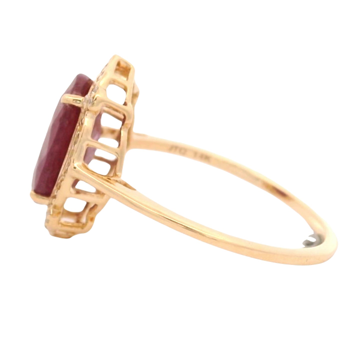 3.39 Ct Oval Mixed Cut Natural Corundum Ruby 14K Gold Ring
