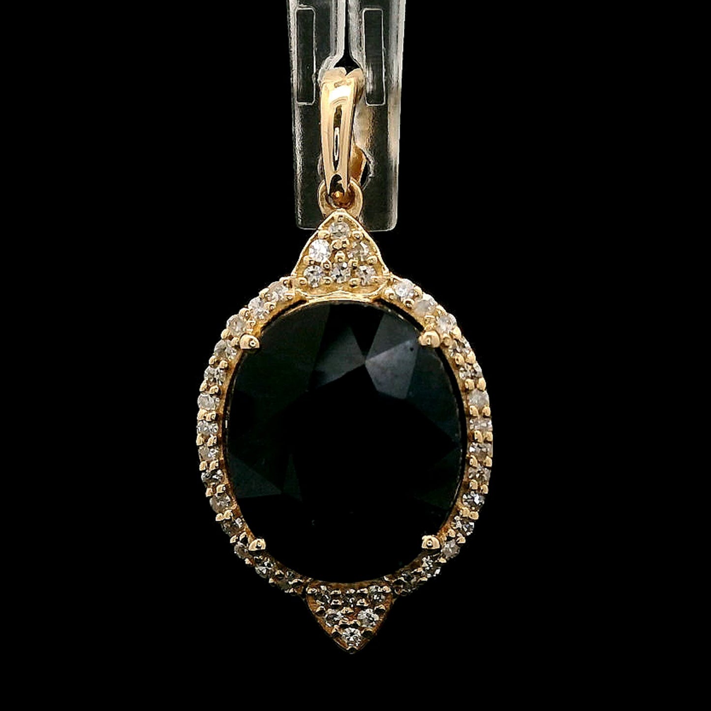 4.36 Ct Oval Mixed Cut Natural Sapphire 14K Gold Pendant