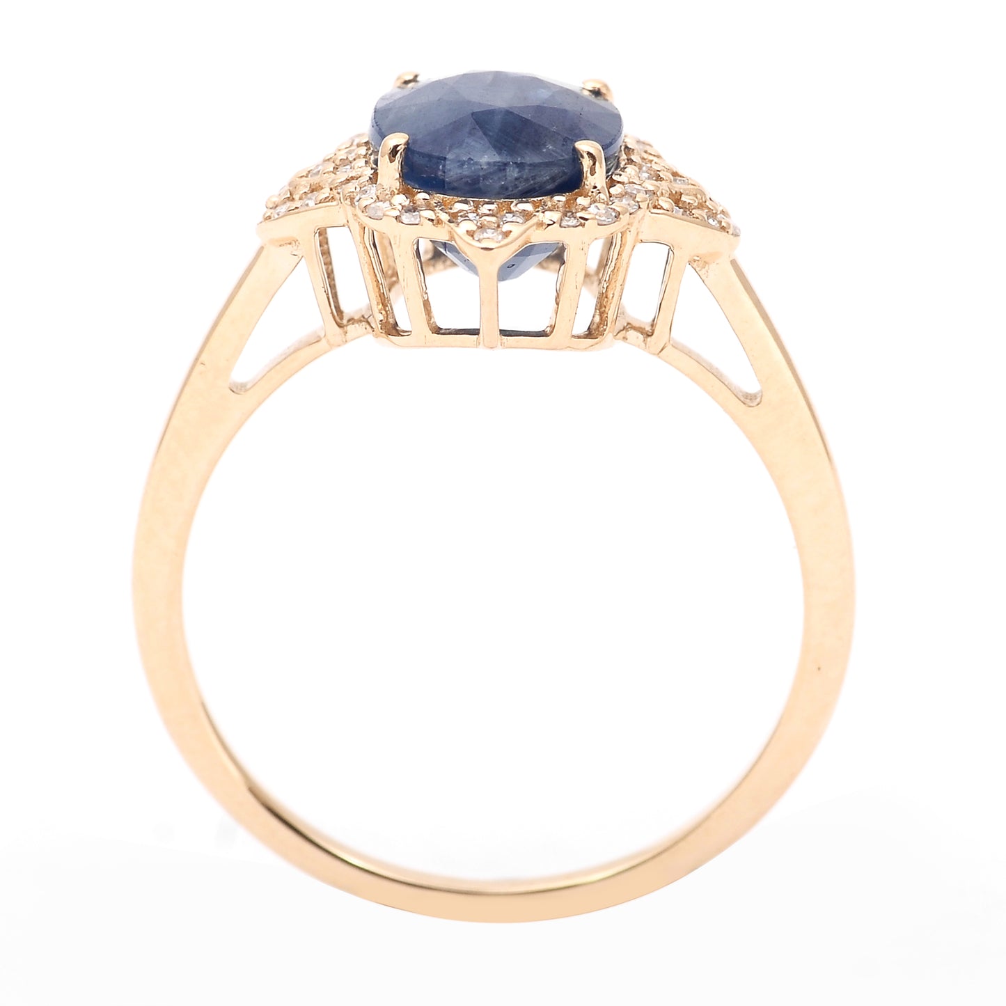 3.04 Ct Oval Mixed Cut Natural Sapphire 14K Gold Ring