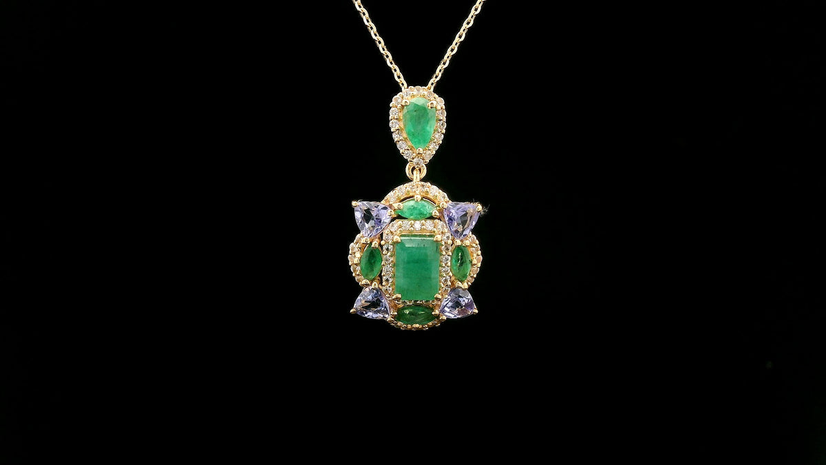 1.79 Ct Octagon Emerald 14K Gold Pendant