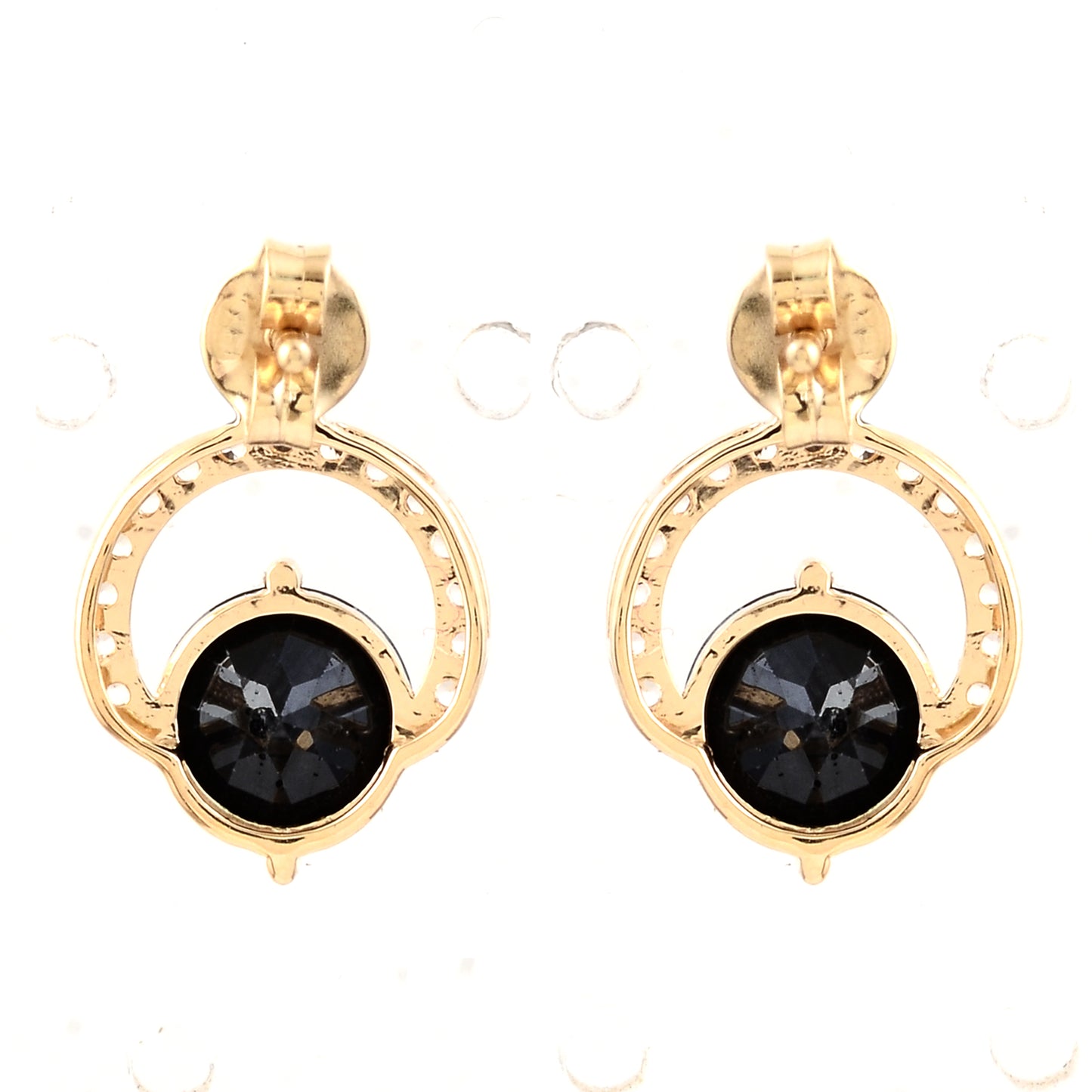 3.71 Ct Round Sapphire 14K Gold Earrings