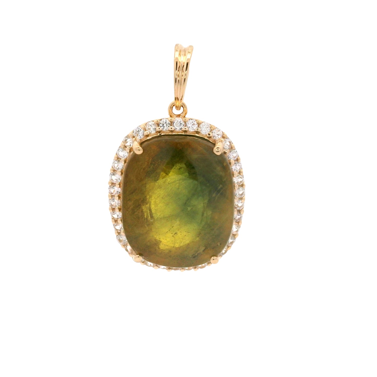 11.99 Ct Oval Fancy Sapphire 14K Gold Pendant