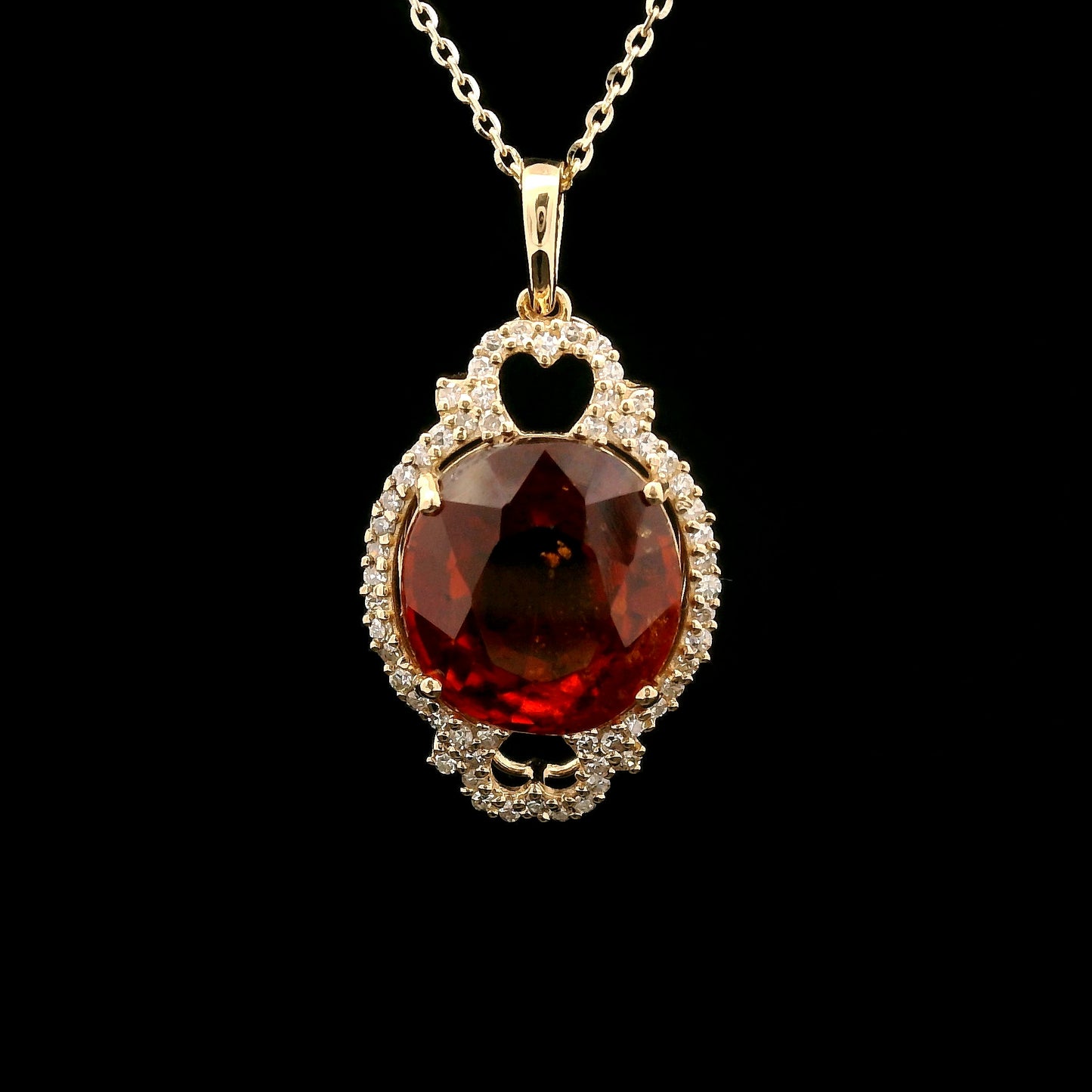 5.74 Ct Oval Hessonite 14K Gold Pendant