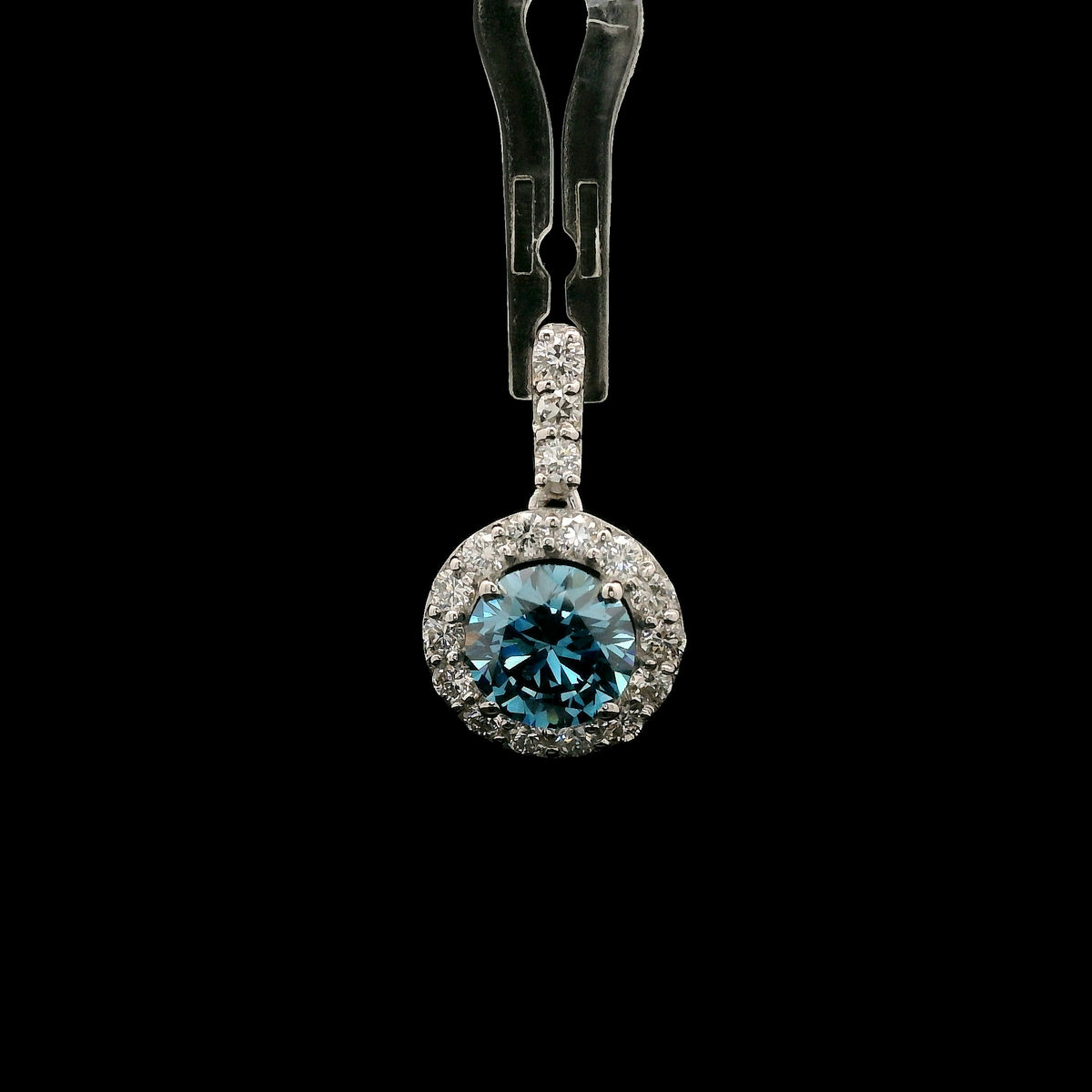 1.70 Carats Blue Lab Grown Diamond 14K Gold Pendant