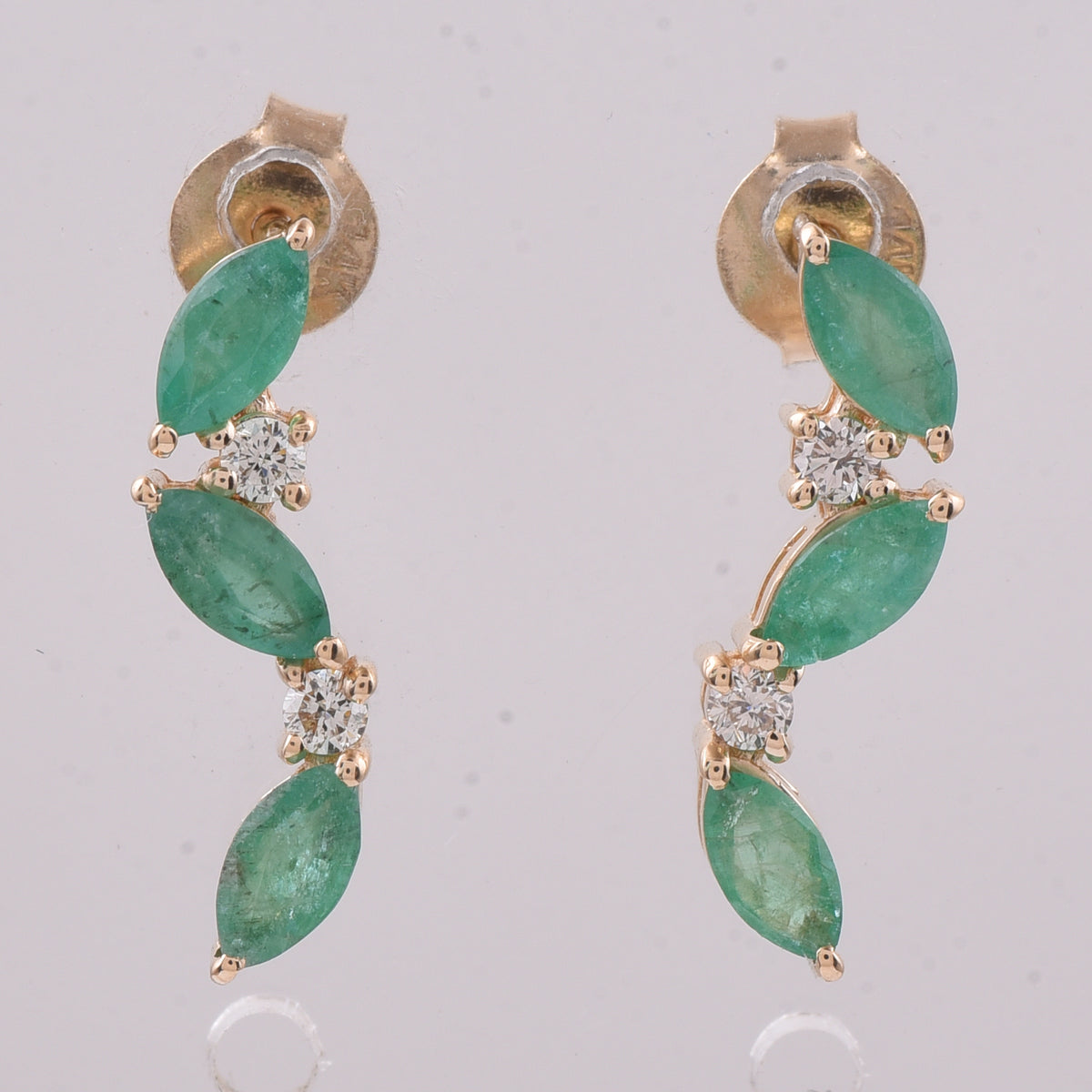 1.17 Ct Marquise Natural Emerald 14K Gold Earrings