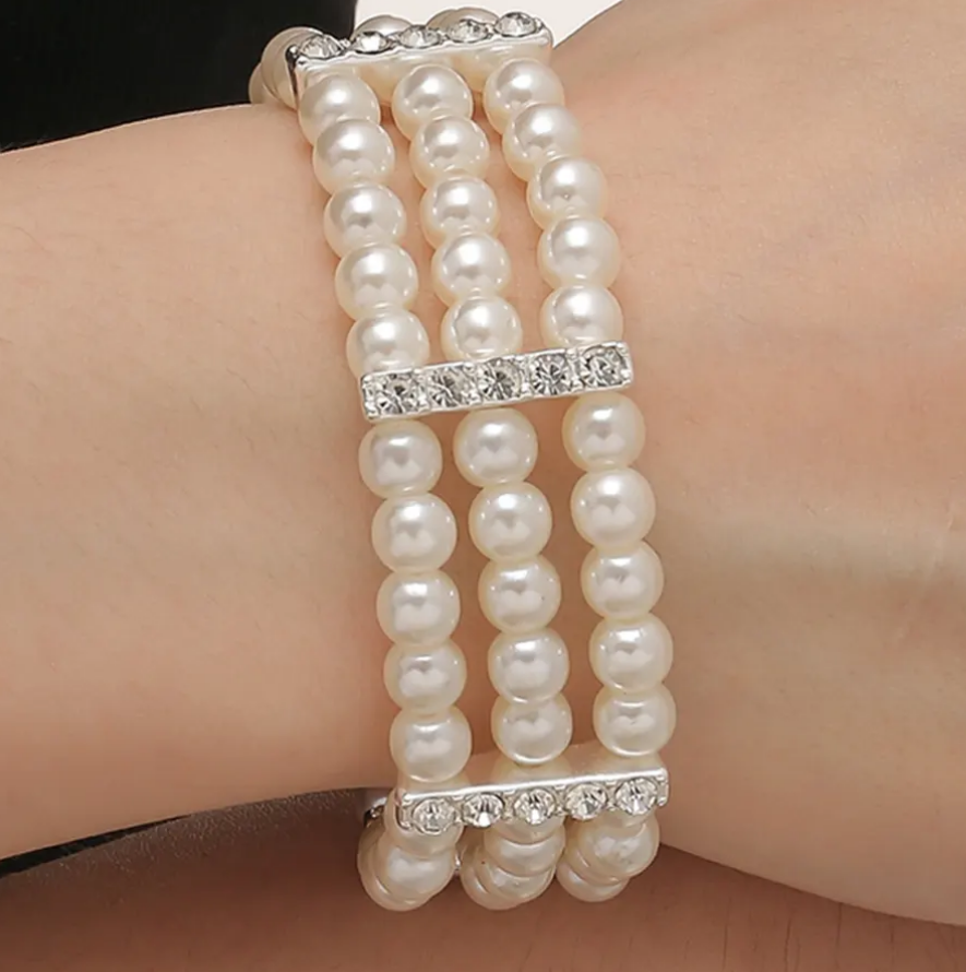 Imitation Pearl Gold Plated Brass Necklace
