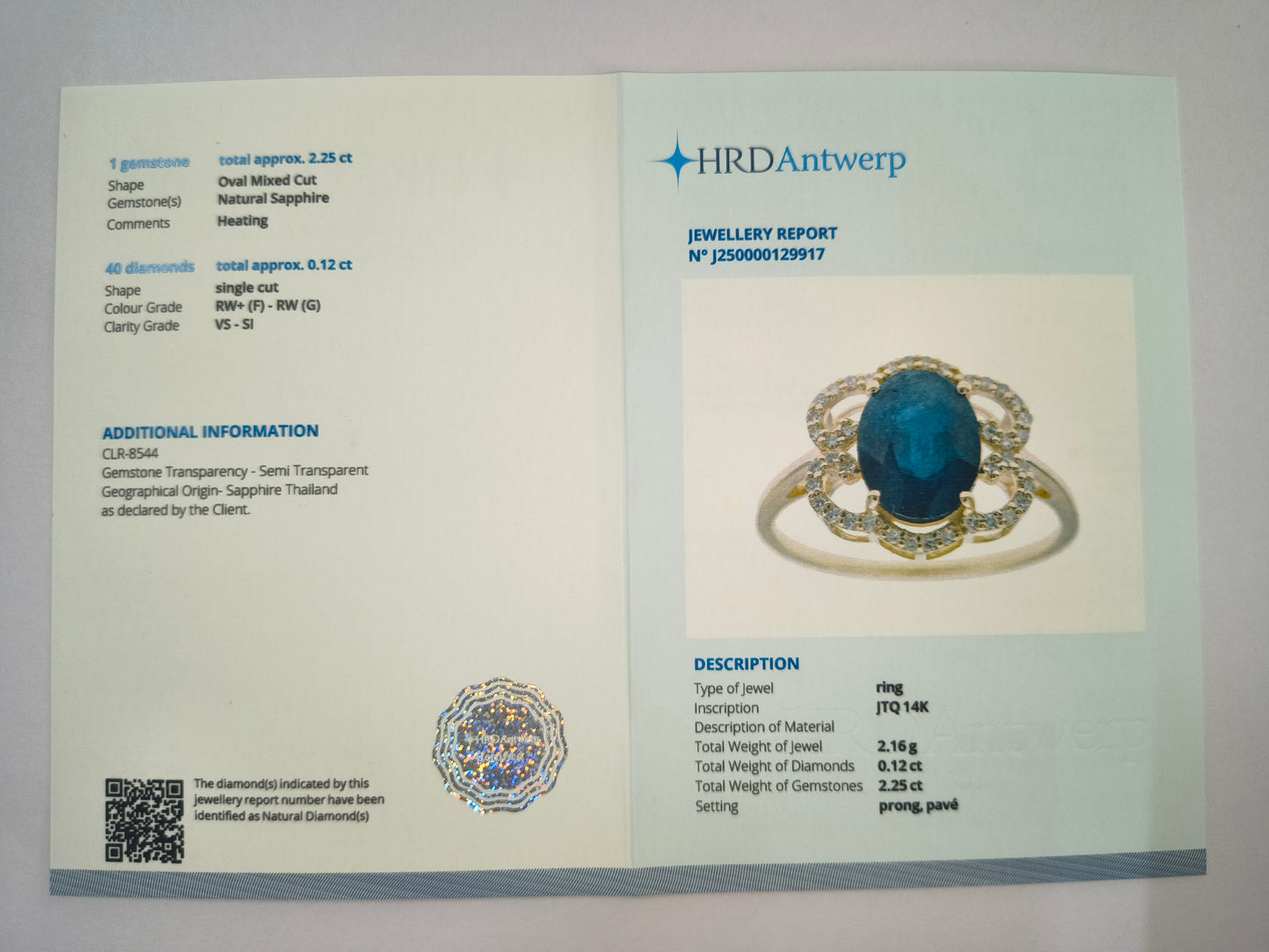 2.37 Ct Oval Natural Sapphire 14K Gold Ring