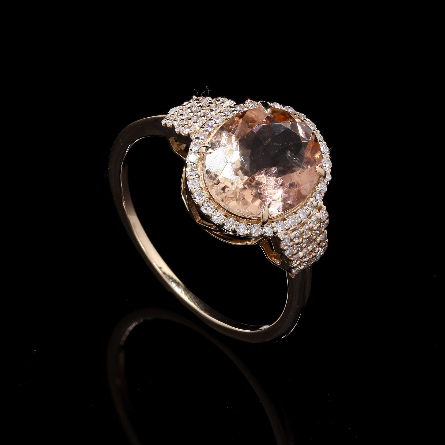 2.41 Ct Oval Mixed Cut Natural Plagioclase Feldspar Sunstone 14K Gold Ring