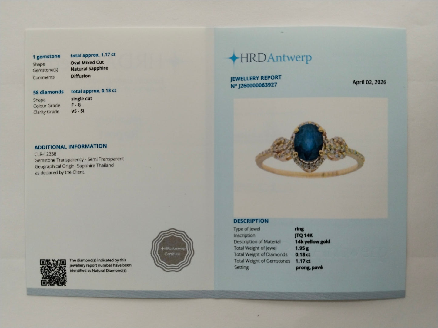 1.35 Ct Oval Mixed Cut Natural Sapphire 14K Gold Ring