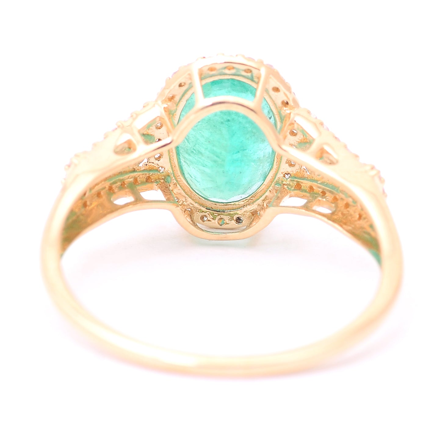 2.07 Ct Oval Mixed Cut Natural Emerald 14K Gold Ring