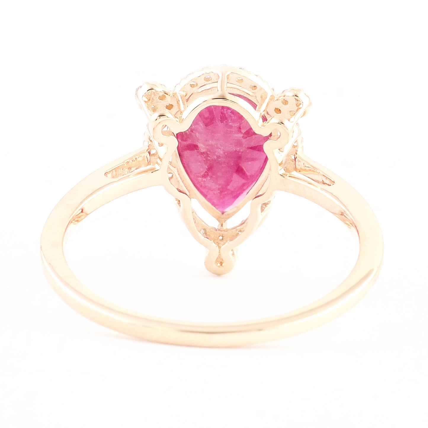2.15 Ct Pear Mixed Cut Natural Corundum Ruby 14K Gold Ring