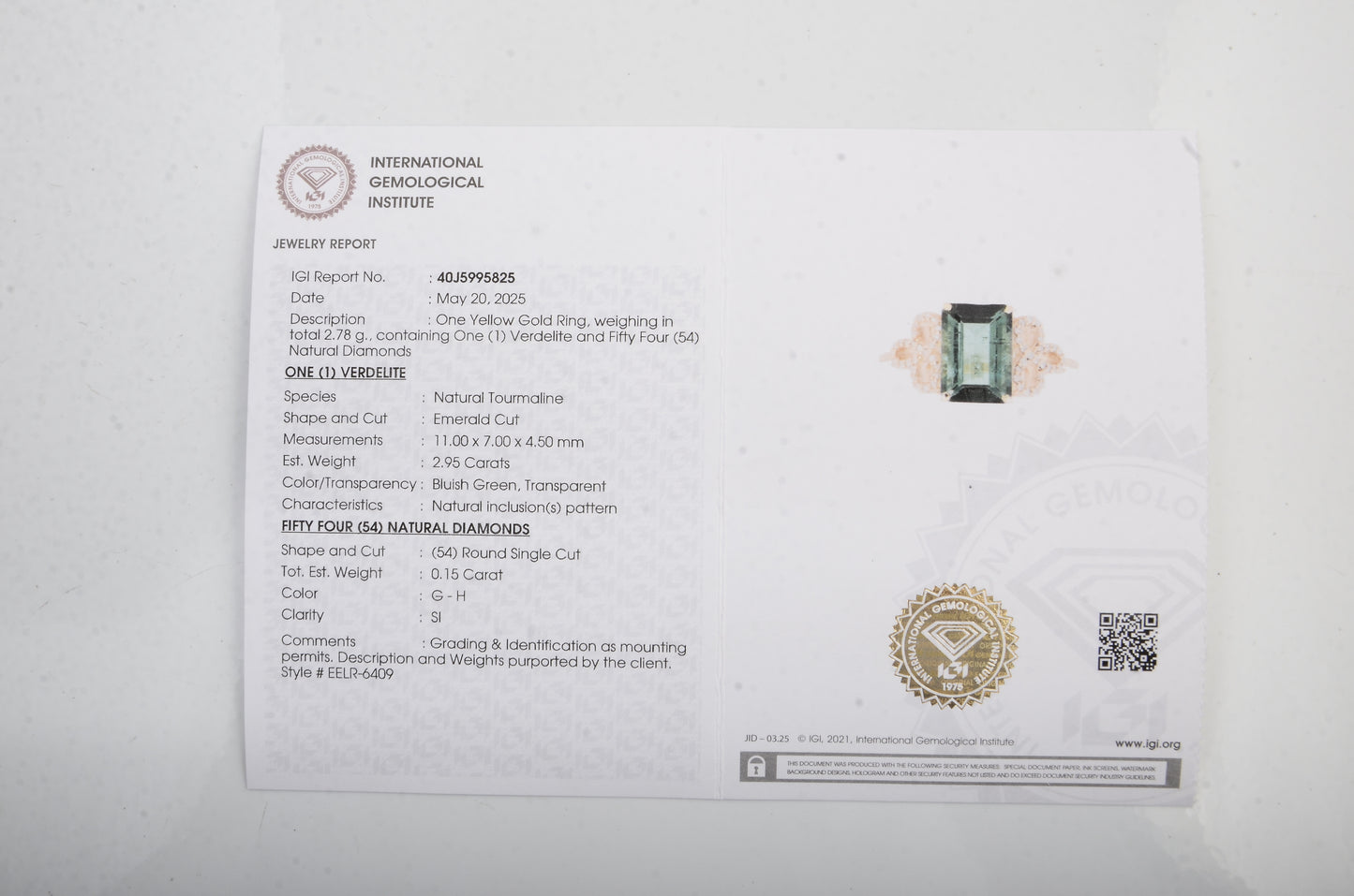 3.10 Ct Emerald Cut Natural Tourmaline 14K Gold Ring
