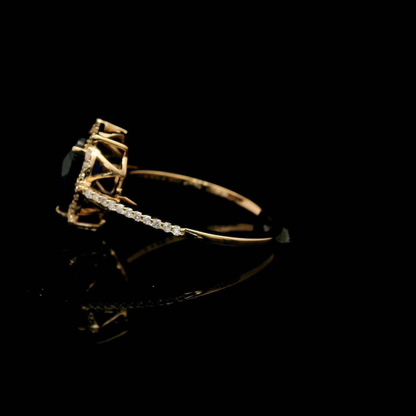 2.29 Ct Pear Mixed Cut Lab Grown Sapphire 14K Gold Ring
