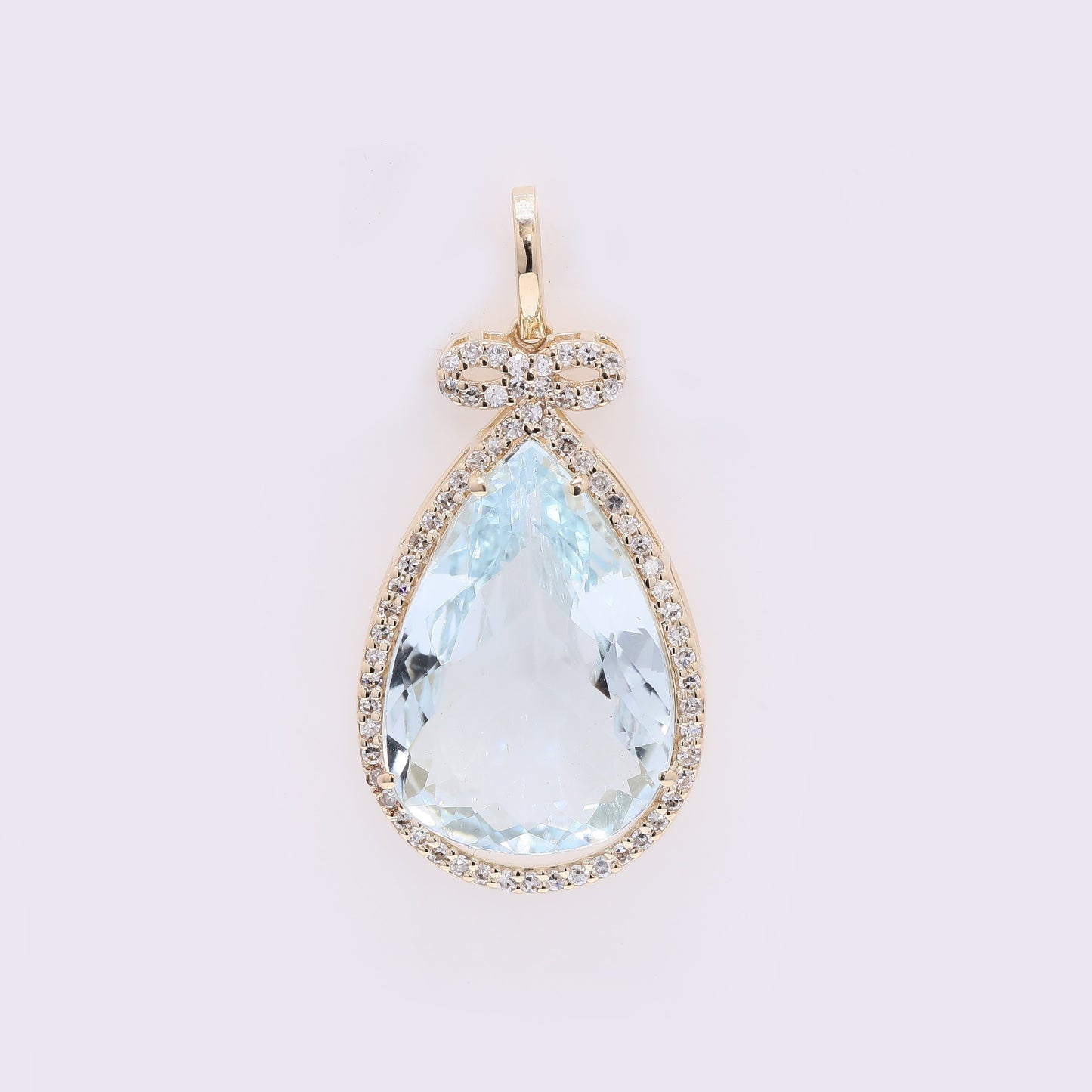 6.35 Ct Pear Mixed Cut Natural Aquamarine 14K Gold Pendant