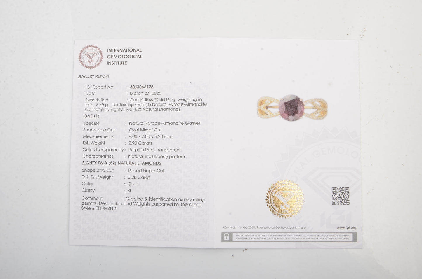 3.18 Ct Natural Pyrope-Almandite Garnet 14K Gold Ring