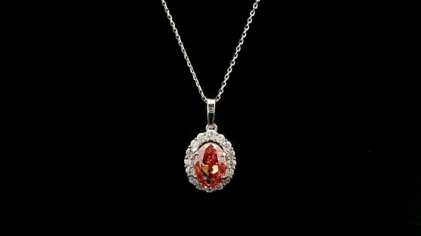 2.51 Carats Pink Lab Grown Diamond 14K Gold Pendant