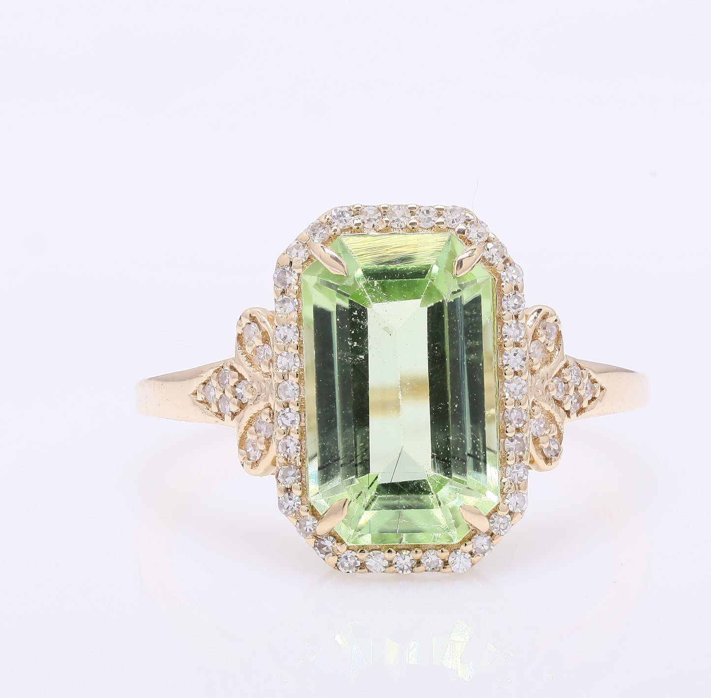 3.58 Ct Octagon Step Cut Natural Peridot 14K Gold Ring