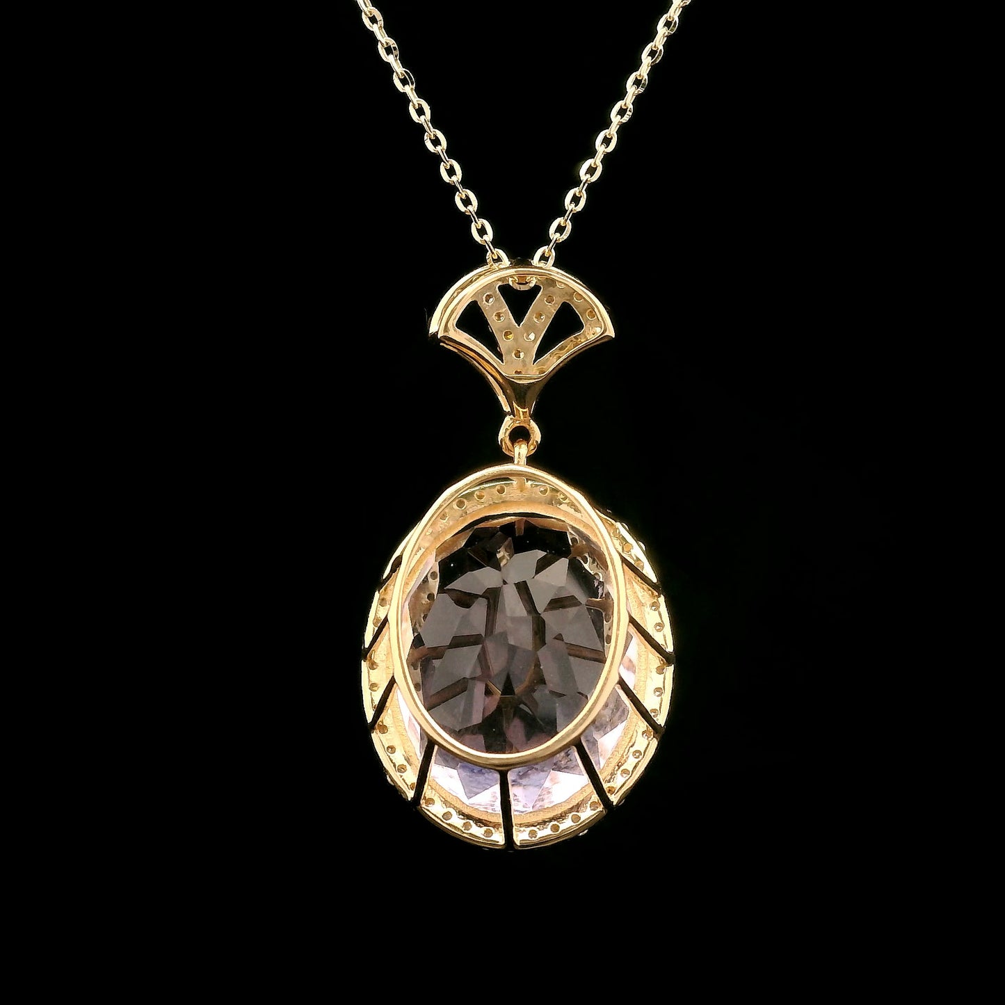15.60 Ct Oval Kunzite 14K Gold Pendant