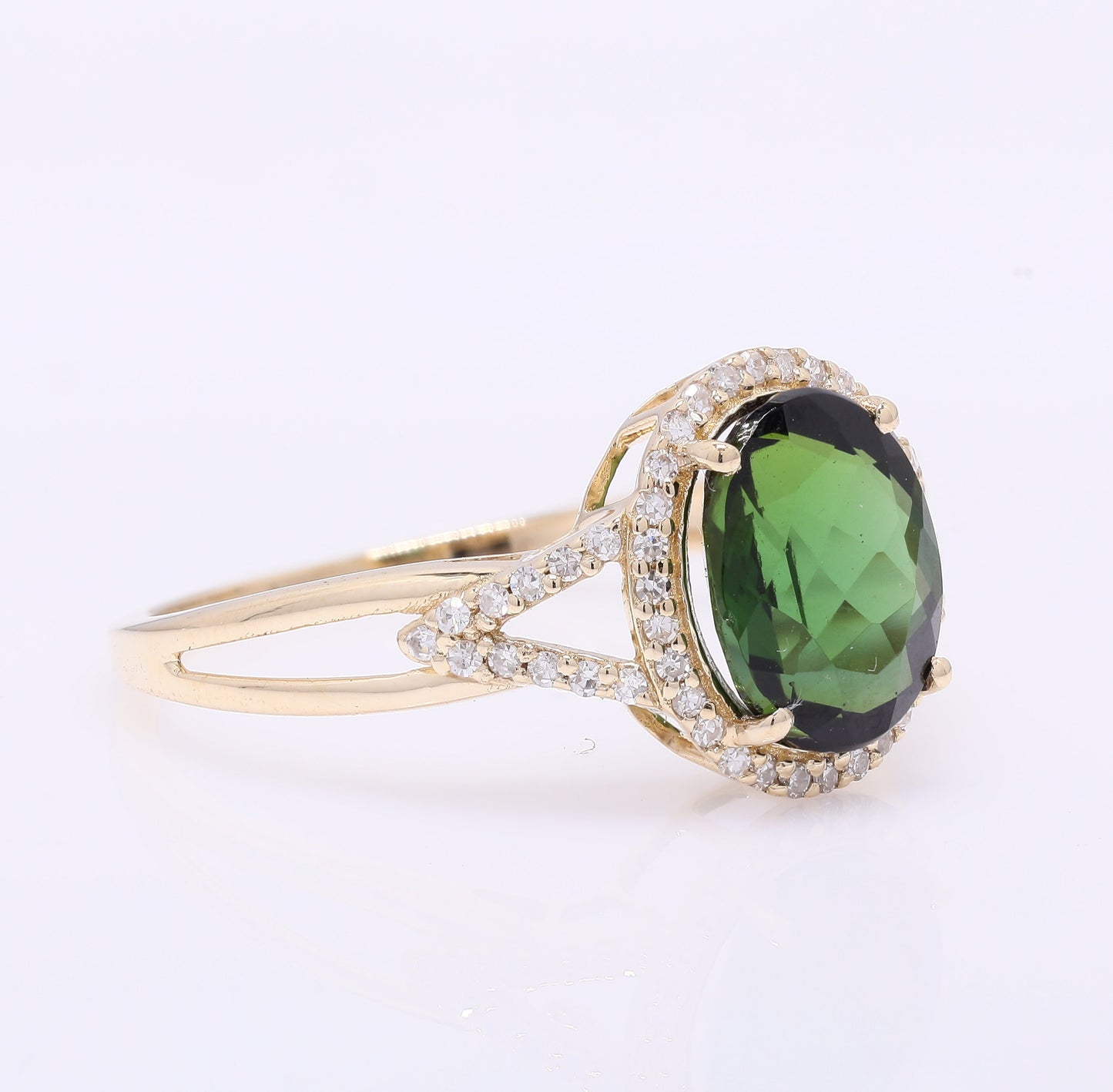2.36 Ct Oval Mixed Cut Natural Tourmaline 14K Gold Ring