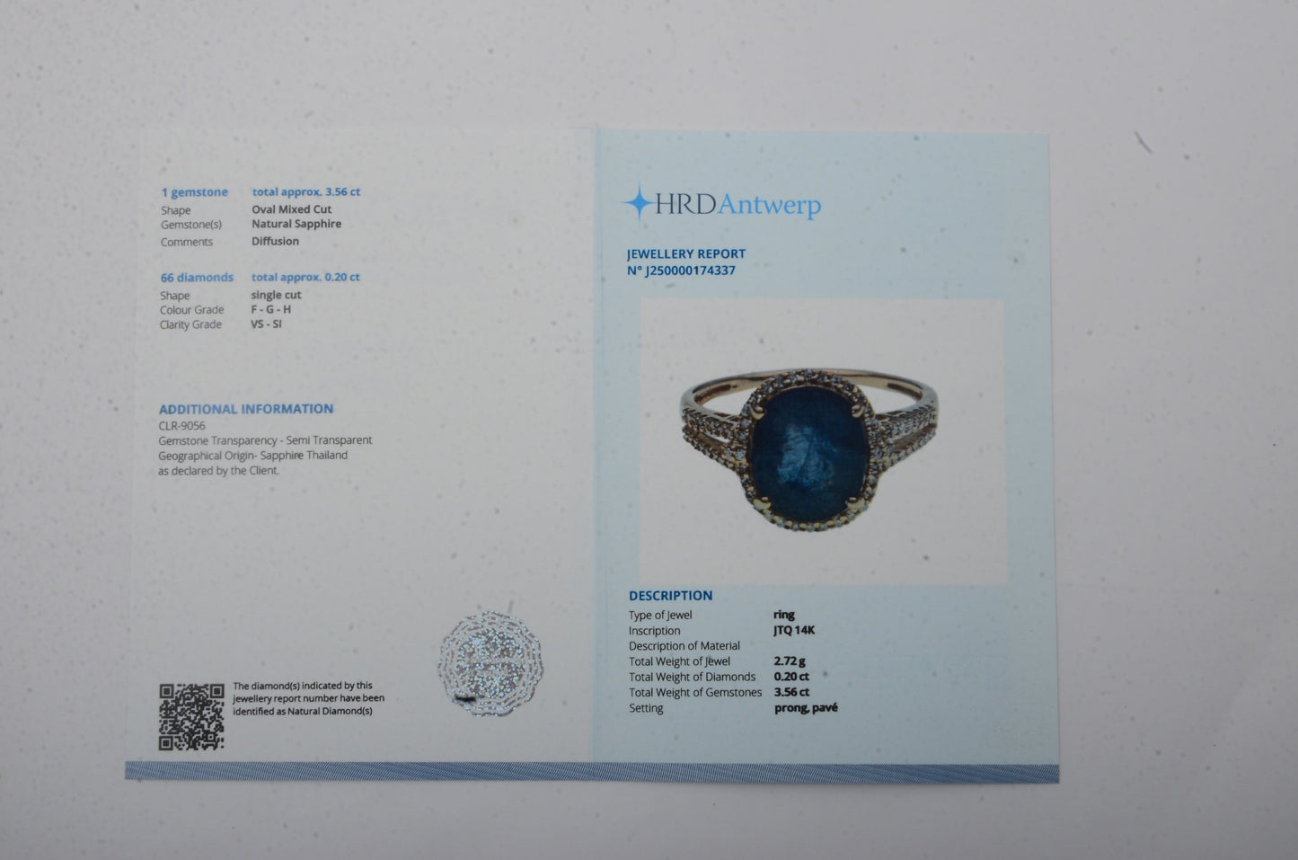 3.76 Ct Oval Mixed Cut Natural Sapphire 14K Gold Ring