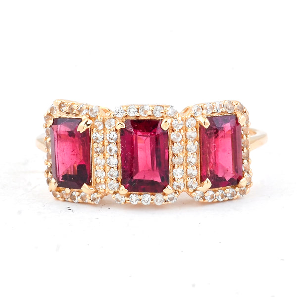1.73 Ct Octagon Rubellite 14K Gold Ring