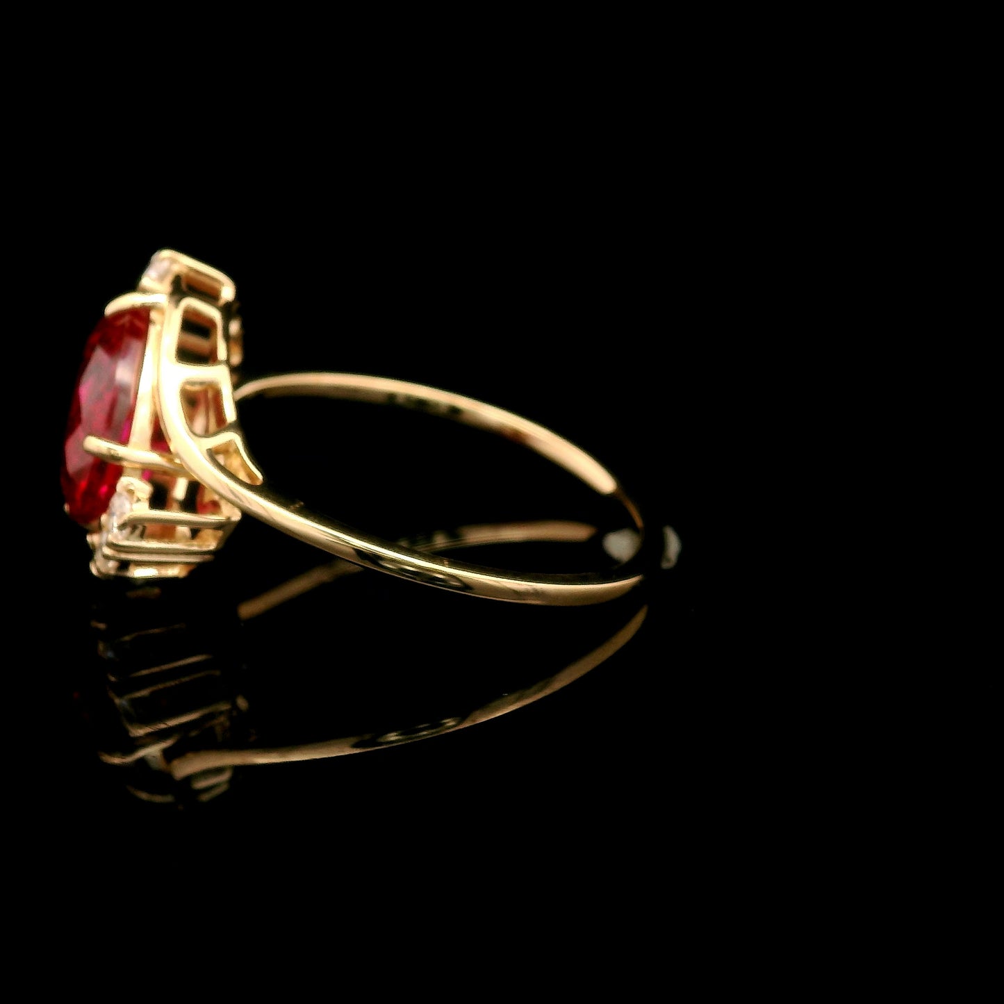 2.37 Ct Oval Mixed Cut Lab Grown Ruby 14K Gold Ring