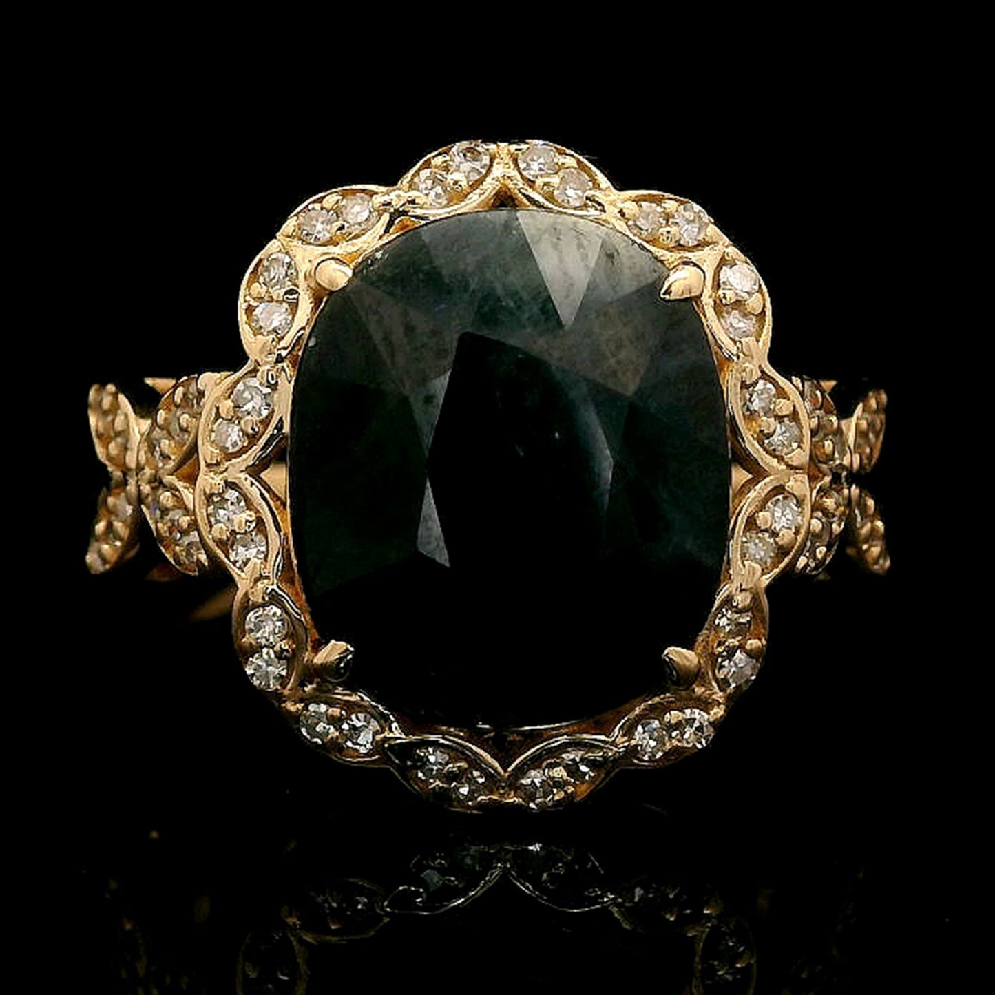 4.81 Ct Oval Mixed Cut Natural Sapphire 14K Gold Ring