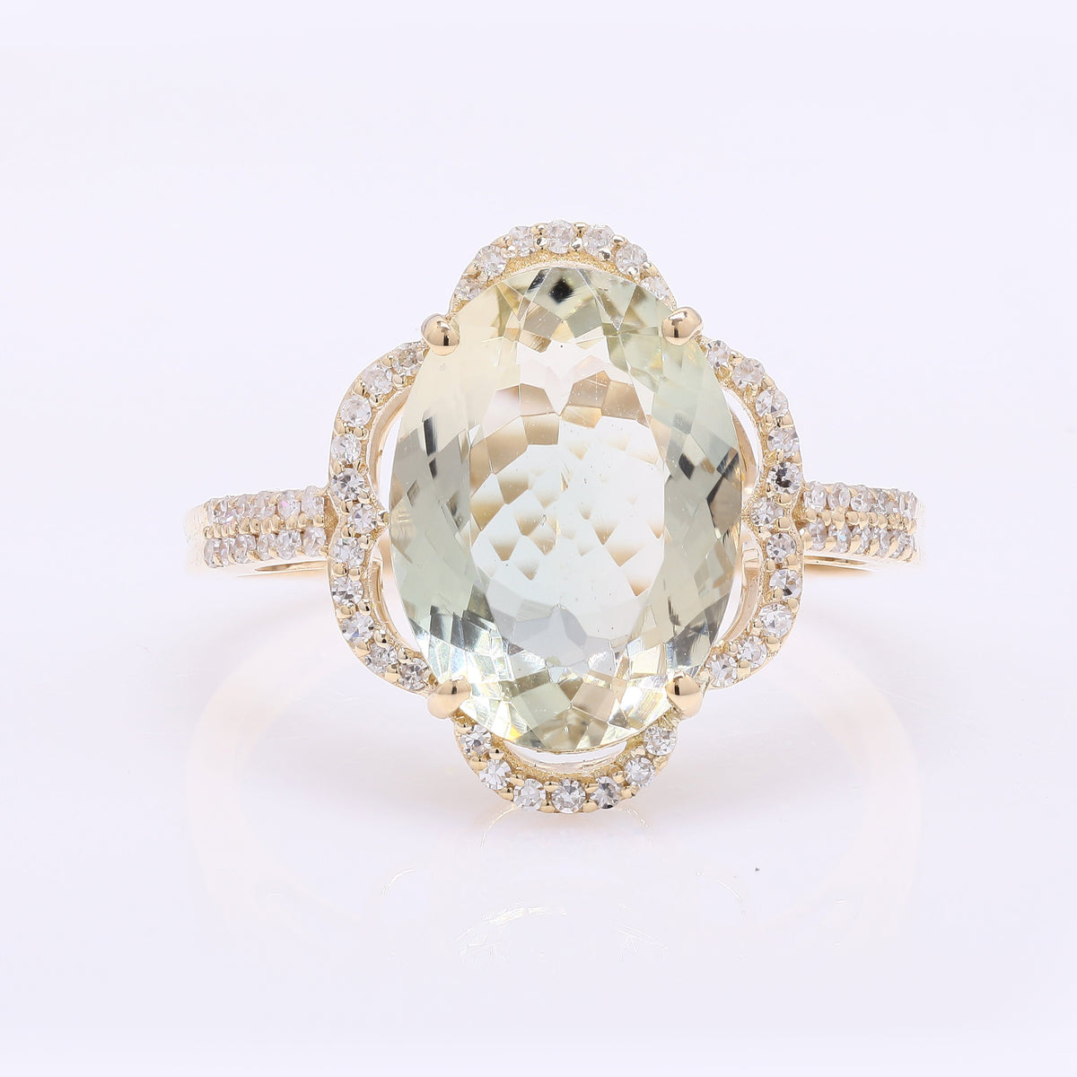 4.15 Ct Oval Mixed Cut Natural Sunstone 14K Gold Ring