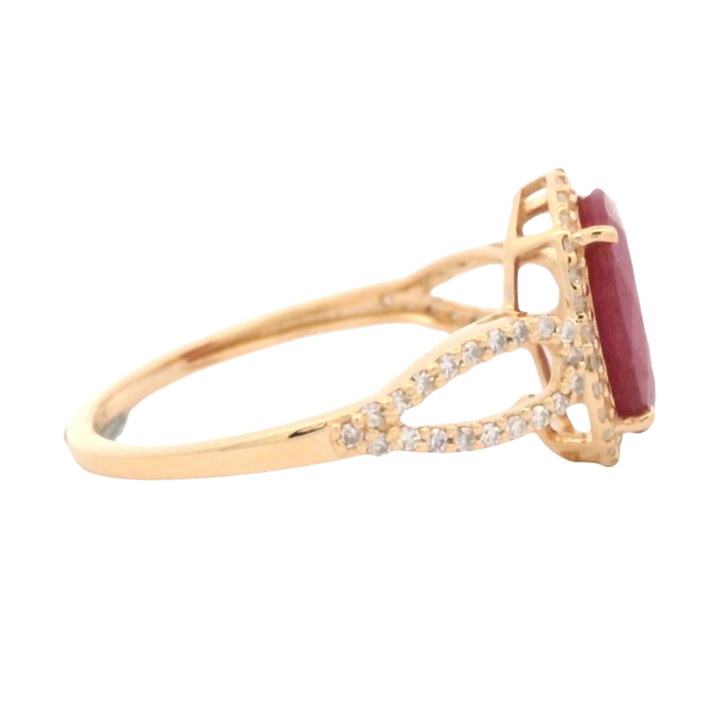 2.33 Ct Oval Mixed Cut Natural Corundum Ruby 14K Gold Ring