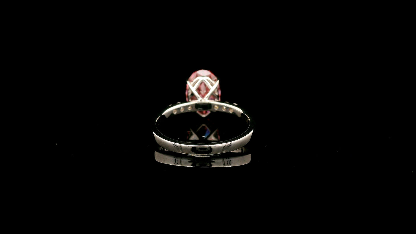 3.17 Carats Pink Lab Grown Diamond 14K Gold Ring