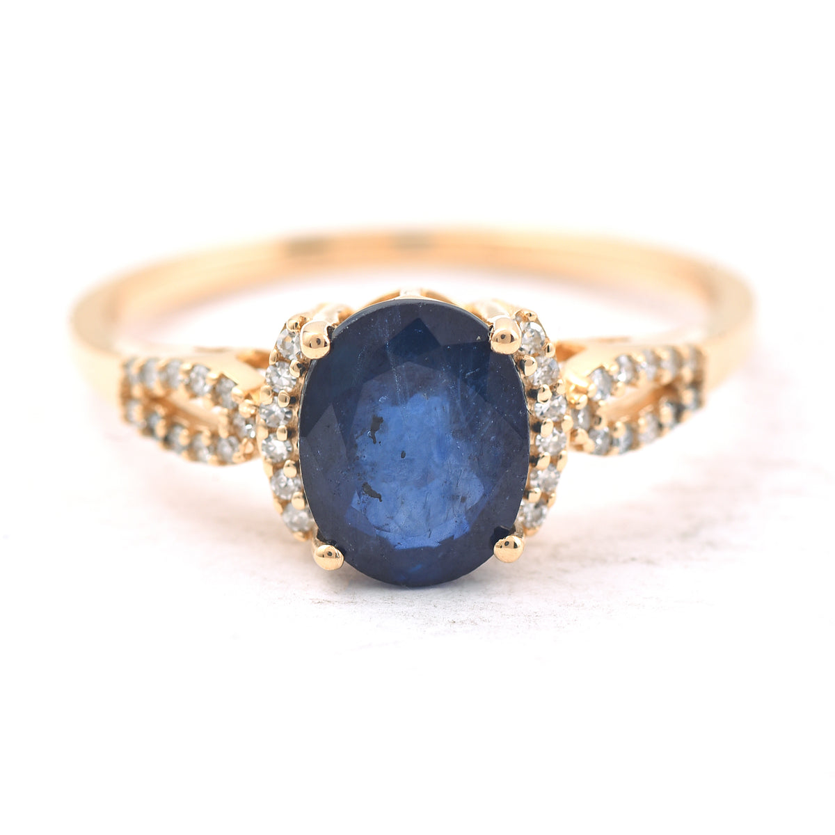 1.96 Ct Oval Mixed Cut Natural Sapphire 14K Gold Ring