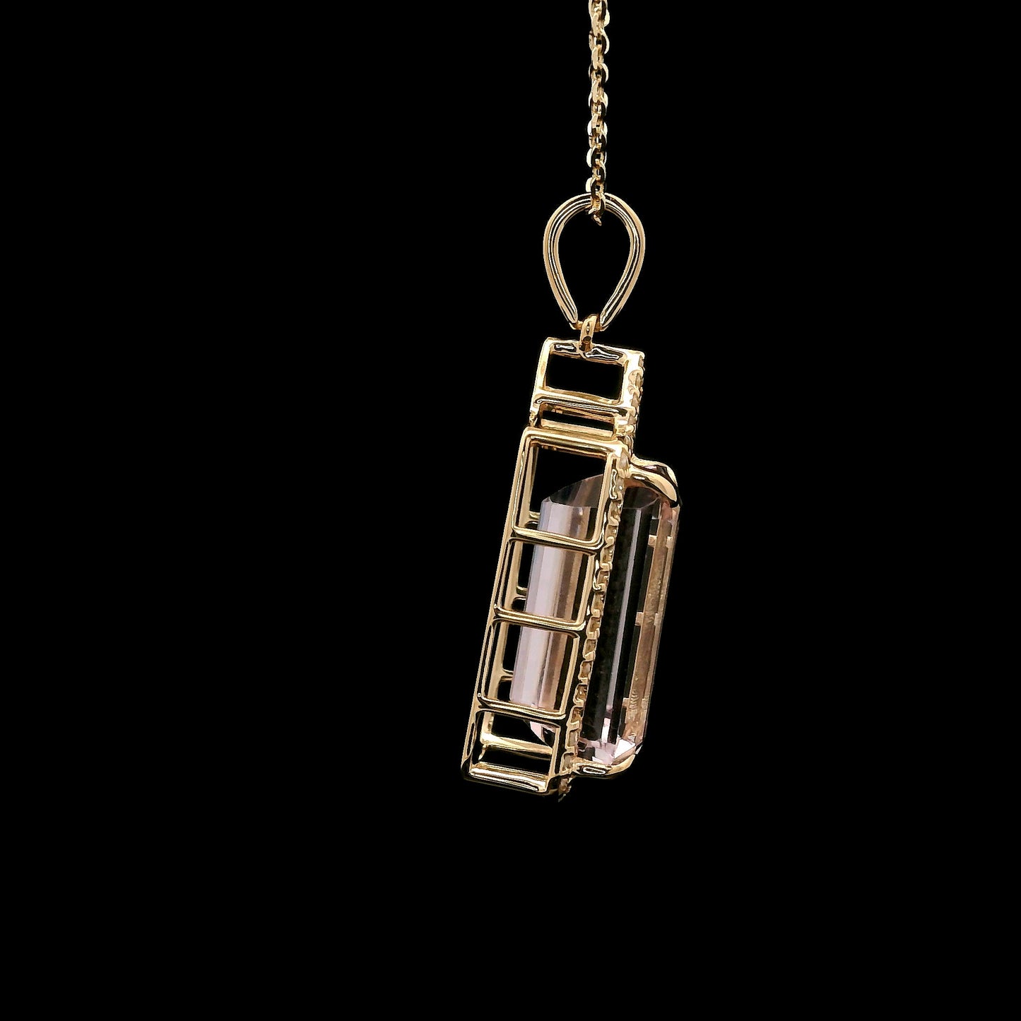 6.16 Ct Octagon Kunzite 14K Gold Pendant
