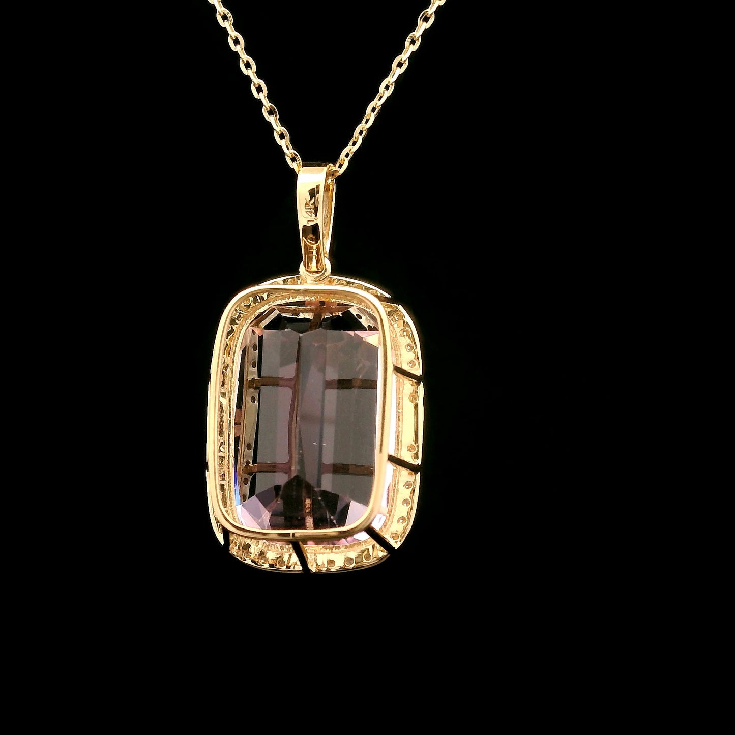 13.71 Ct Cushion Kunzite 14K Gold Pendant