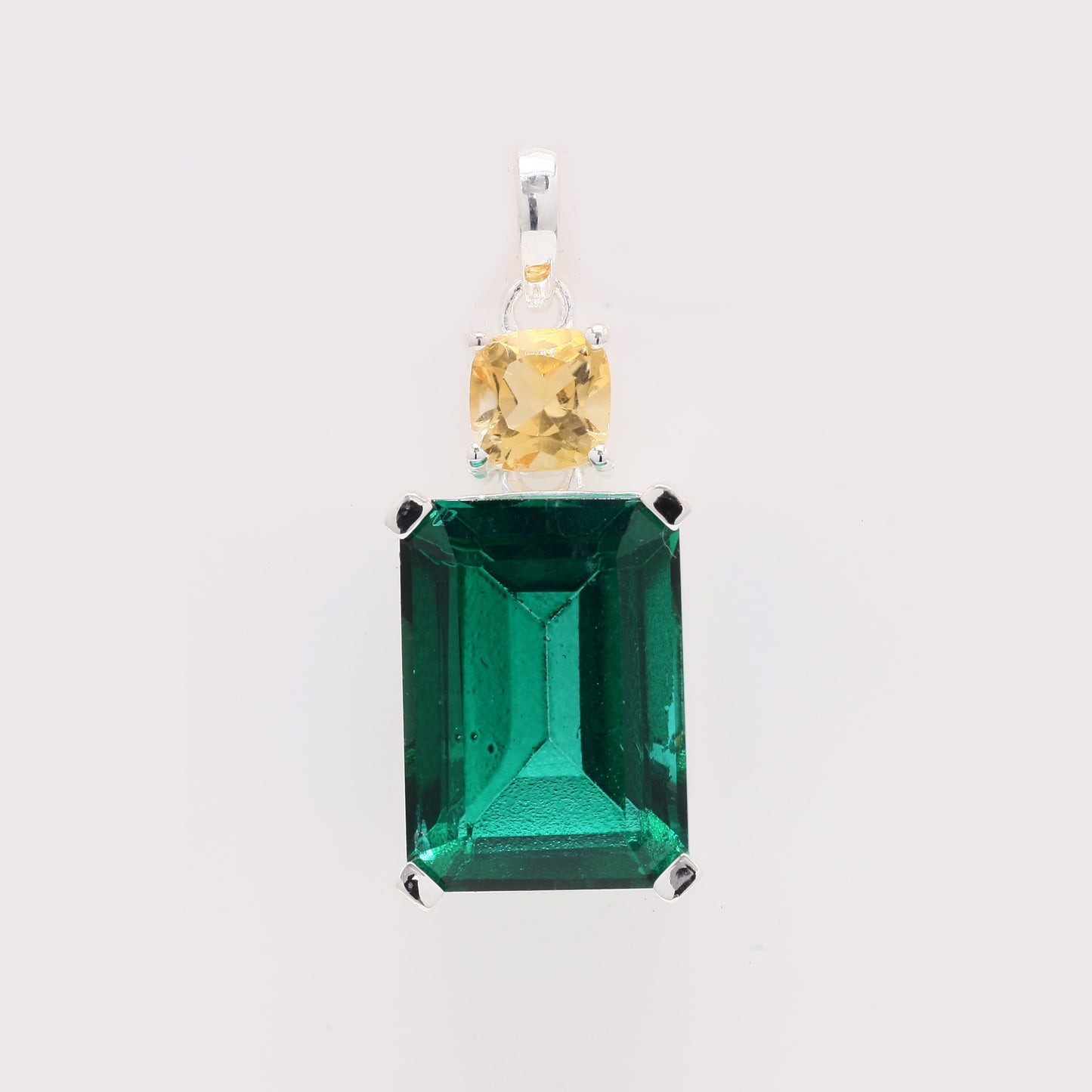 10.21 Ct Octagon Green Topaz 925 Silver Pendant