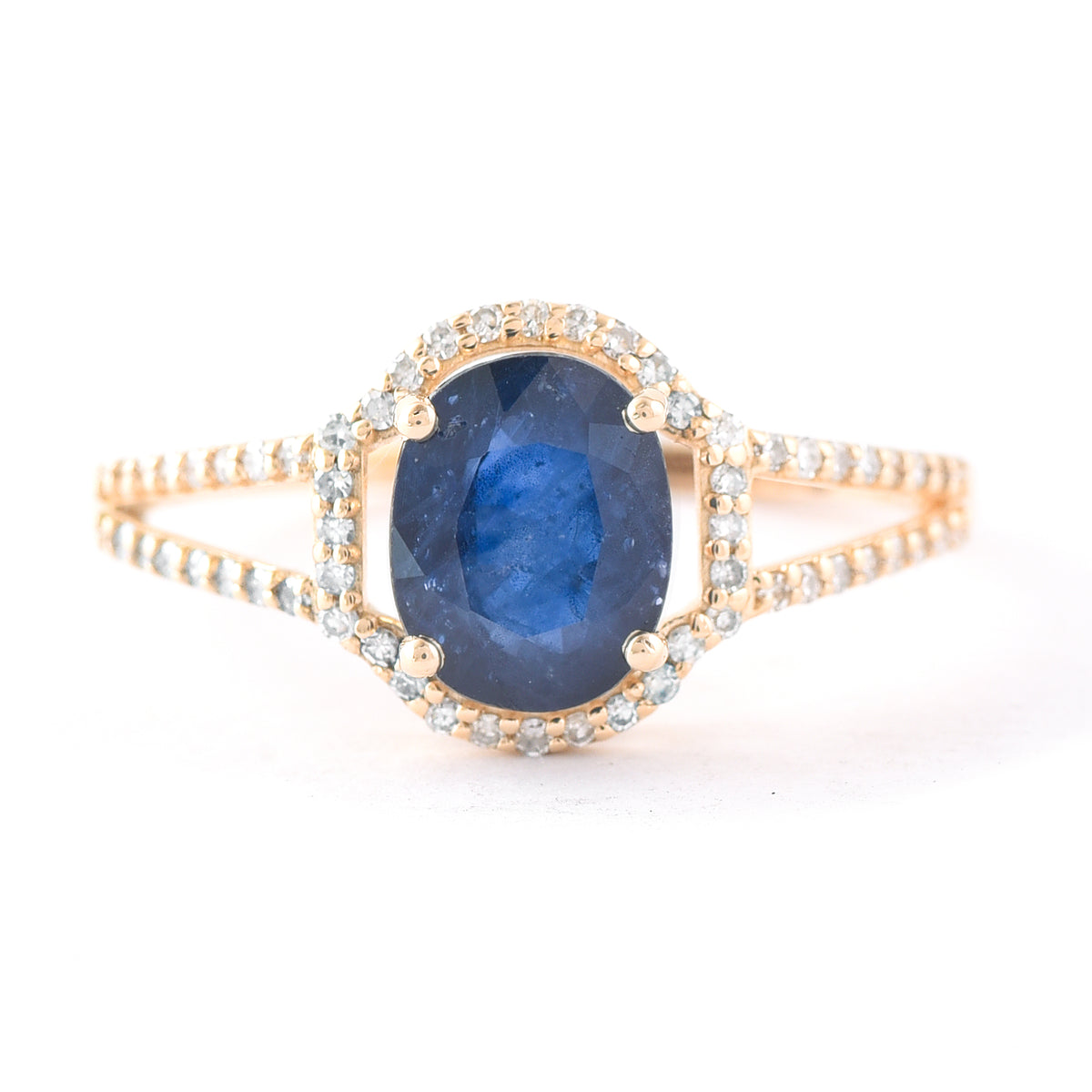 1.91 Ct Oval Mixed Cut Natural Sapphire 14K Gold Ring