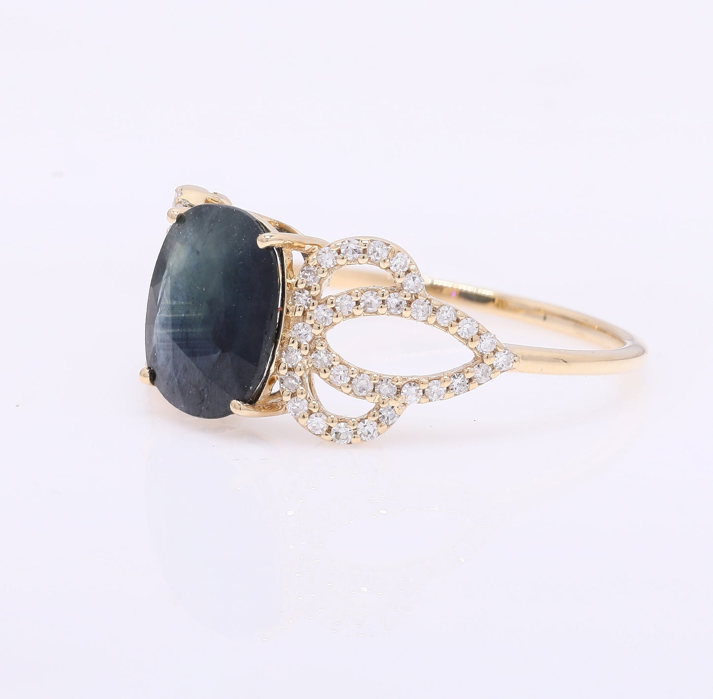 2.05 Ct Cushion Mixed Cut Natural Sapphire 14K Gold Ring