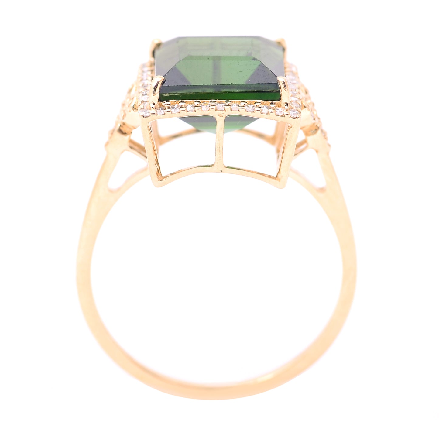 4.36 Ct Square Step Cut Natural Tourmaline 14K Gold Ring