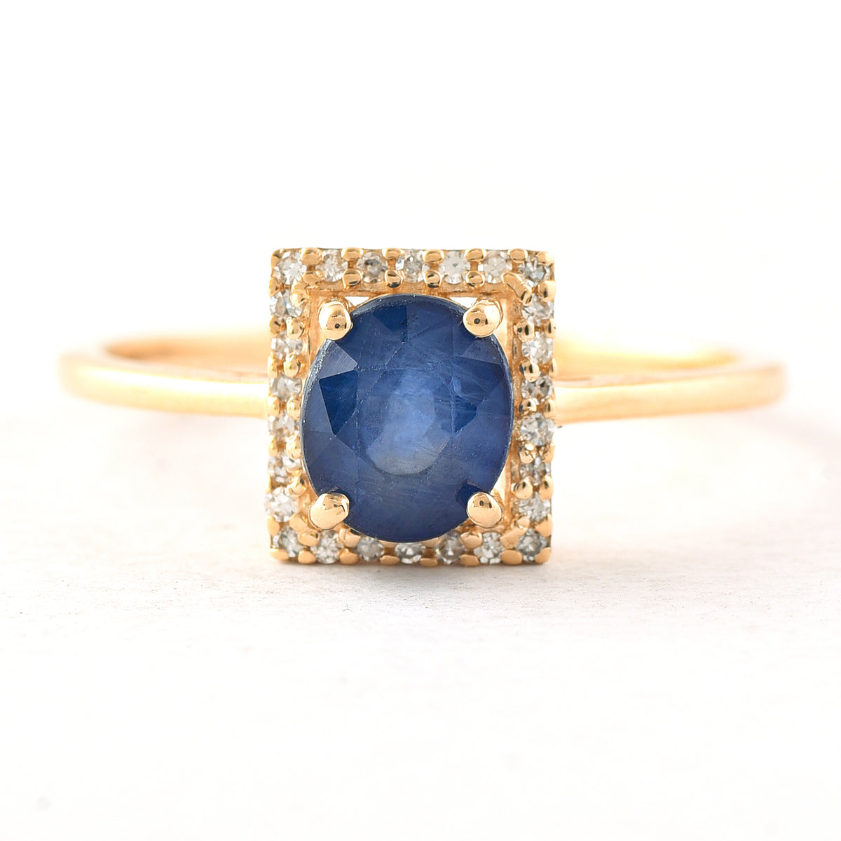 1.44 Ct Oval Mixed Cut Natural Sapphire 14K Gold Ring