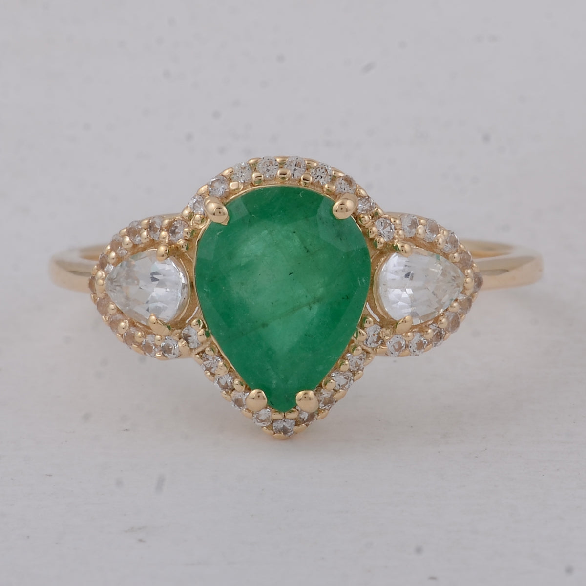 1.98 Ct Pear Emerald 9K Gold Ring