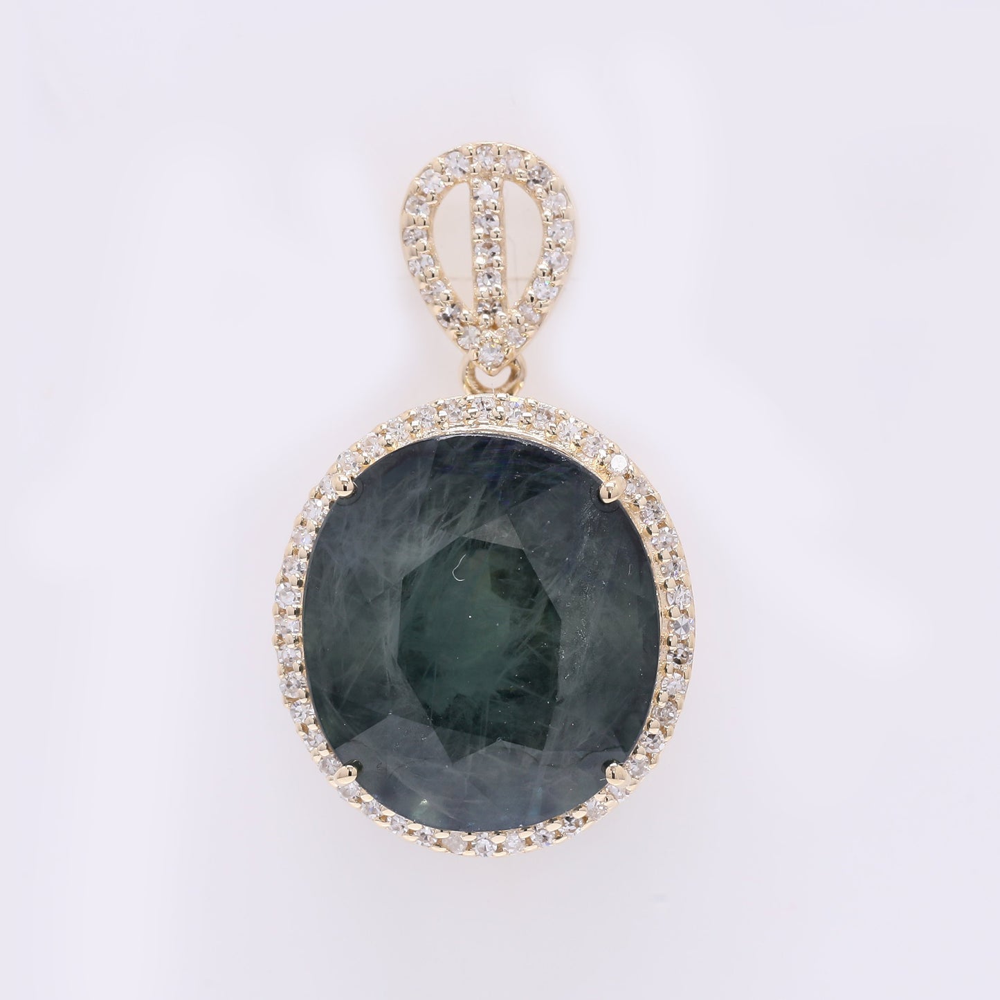 12.17 Ct Oval Mixed Cut Natural Sapphire 14K Gold Pendant